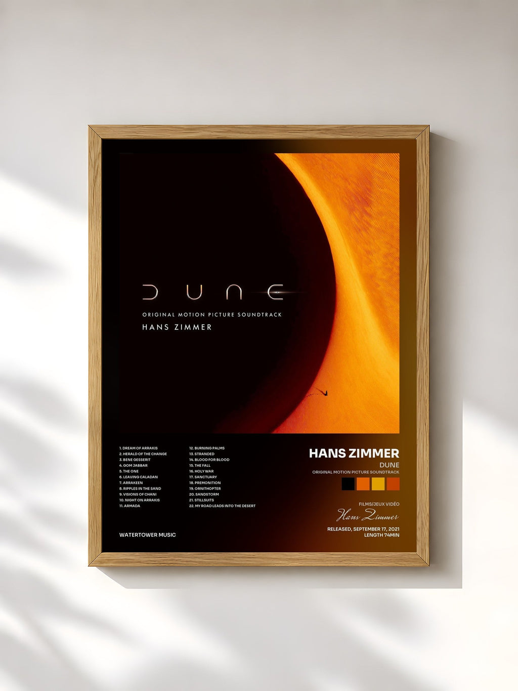 #bois Tableau de l'album Dune (Original Motion Picture Soundtrack) de Hans Zimmer, cadre en bois brut, imprimé et encadré en France
