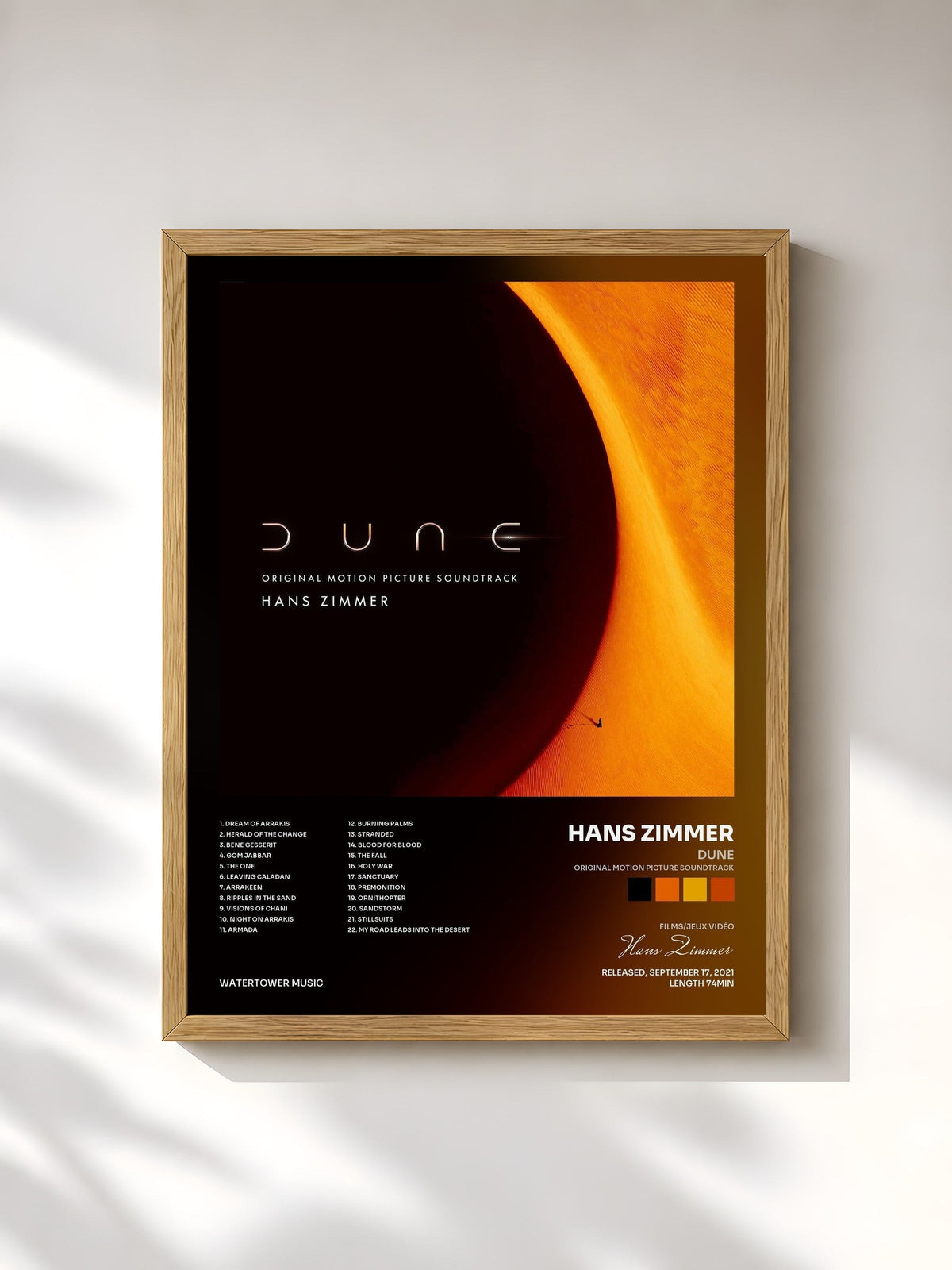 #bois Tableau de l'album Dune (Original Motion Picture Soundtrack) de Hans Zimmer, cadre en bois brut, imprimé et encadré en France