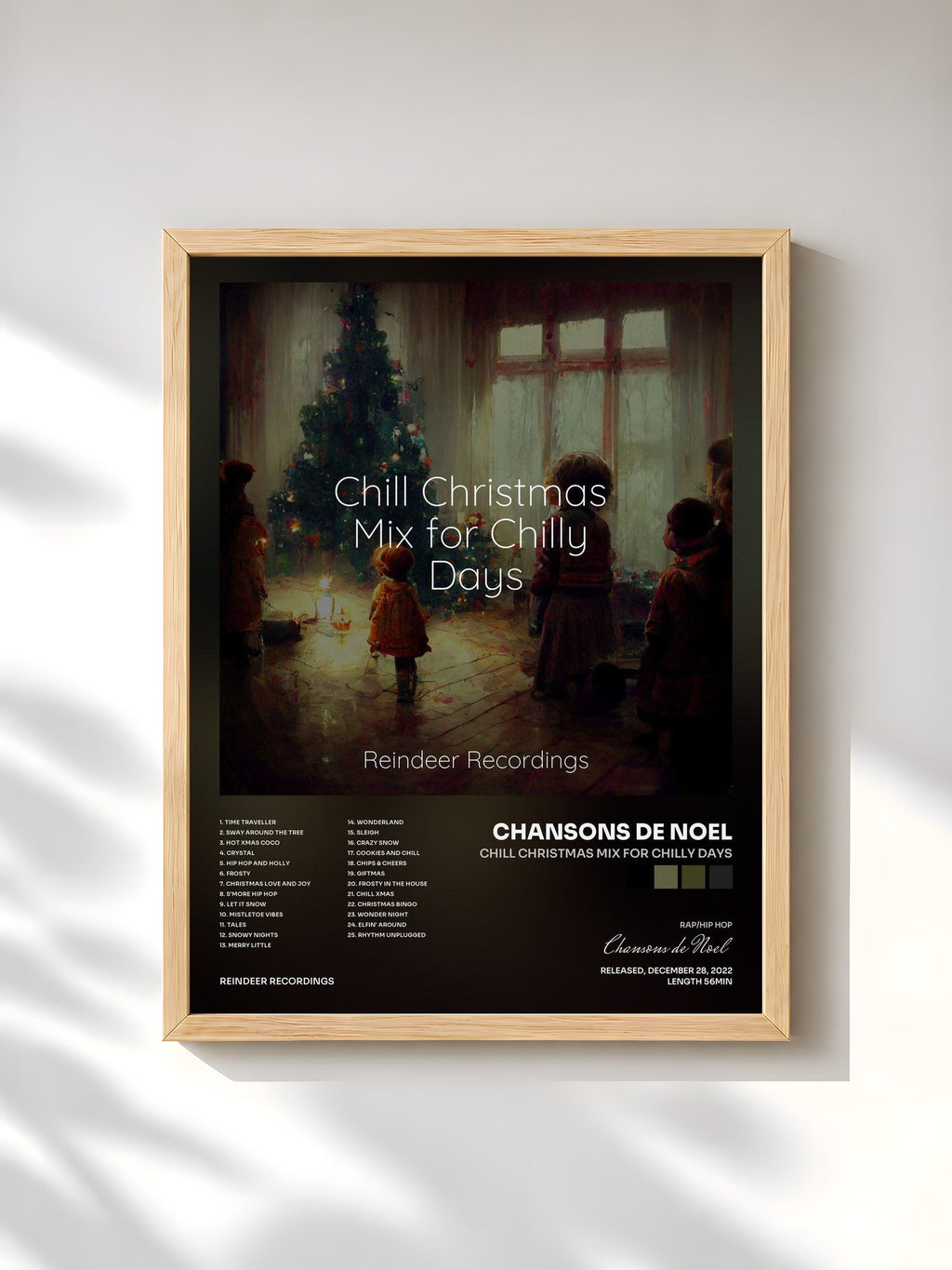 #bois Tableau de l'album Chill Christmas Mix for Chilly Days de Chansons de Noel, cadre en bois brut, imprimé et encadré en France