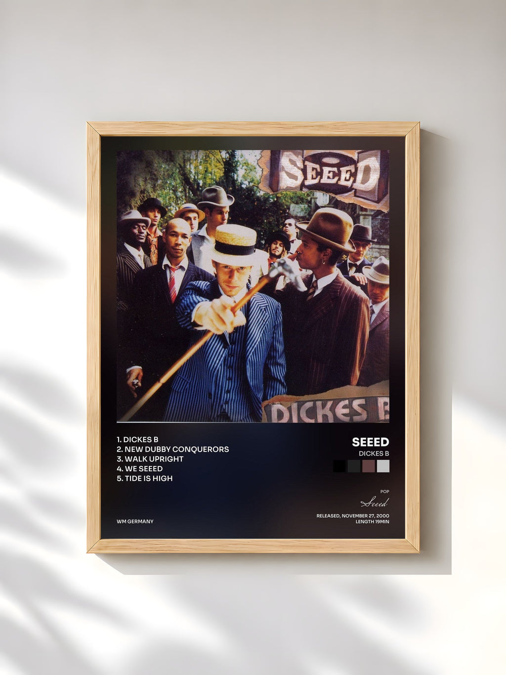 #bois Tableau de l'album Dickes B de Seeed, cadre en bois brut, imprimé et encadré en France
