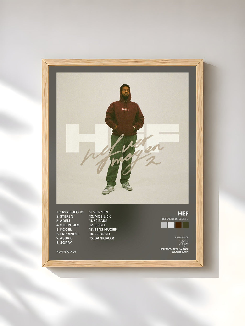 #bois Tableau de l'album Hefvermogen 2 de Hef, cadre en bois brut, imprimé et encadré en France