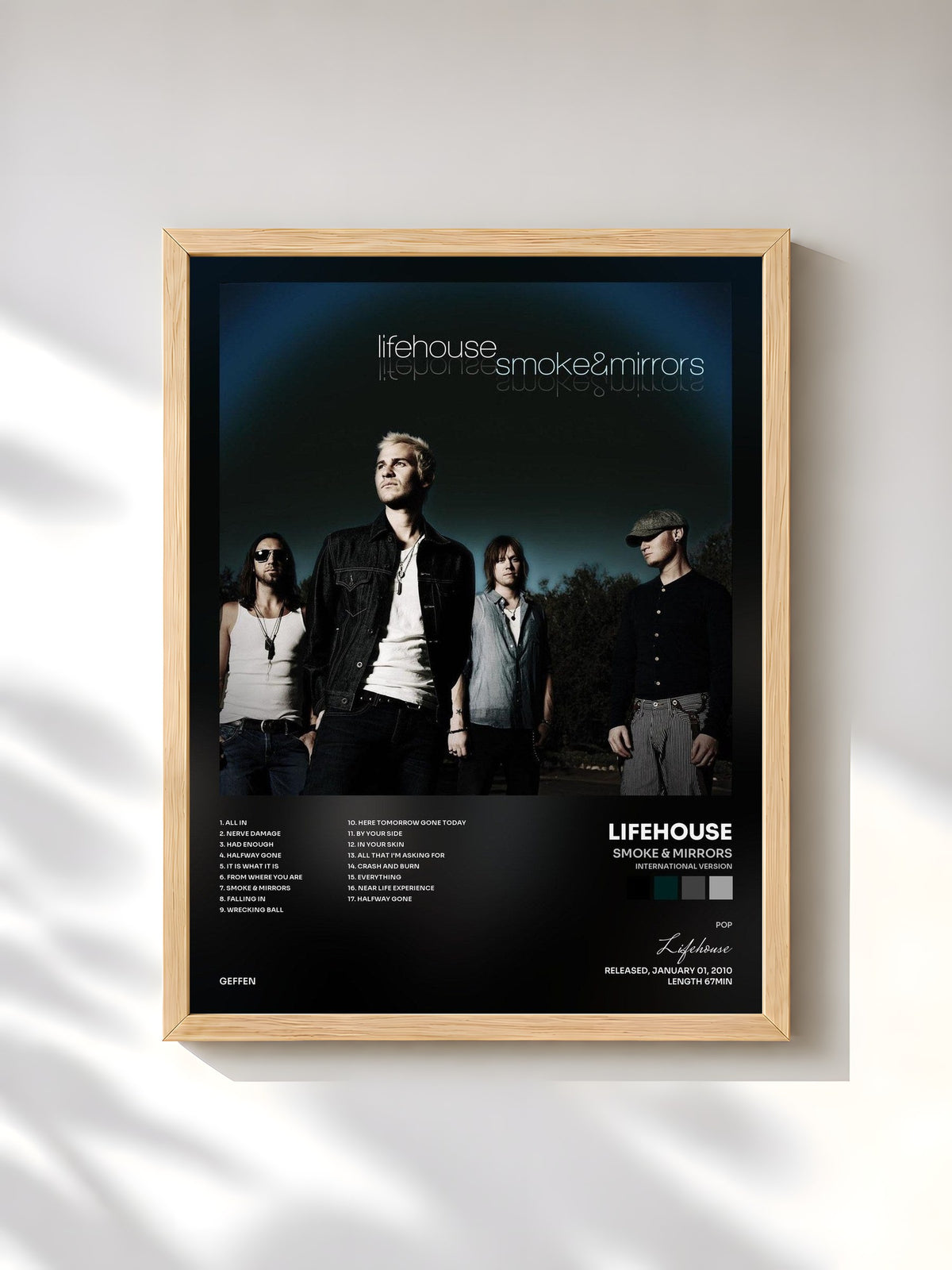 #bois Tableau de l'album Smoke & Mirrors (International Version) de Lifehouse, cadre en bois brut, imprimé et encadré en France