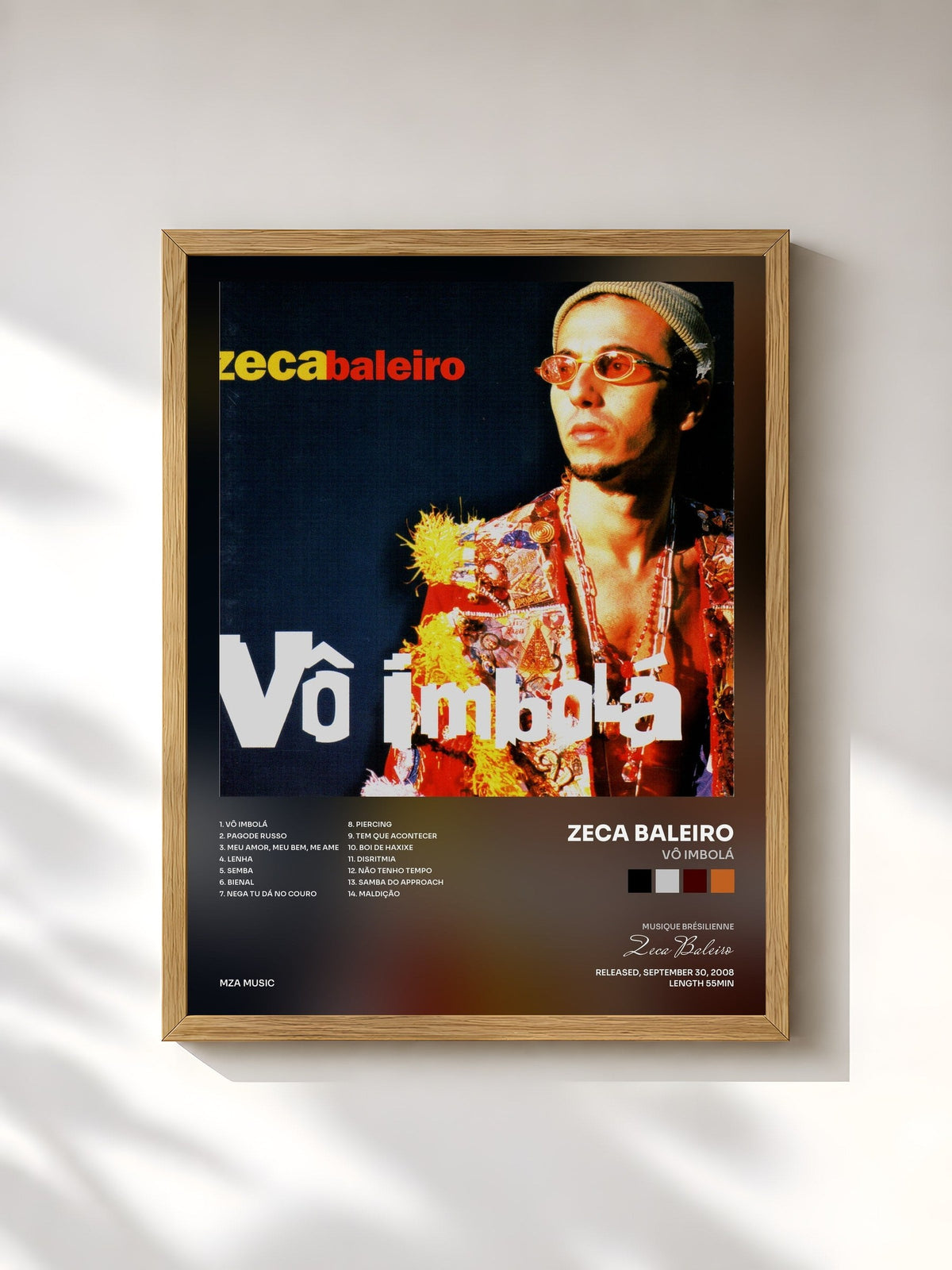 #bois Tableau de l'album Vô Imbolá de Zeca Baleiro, cadre en bois brut, imprimé et encadré en France