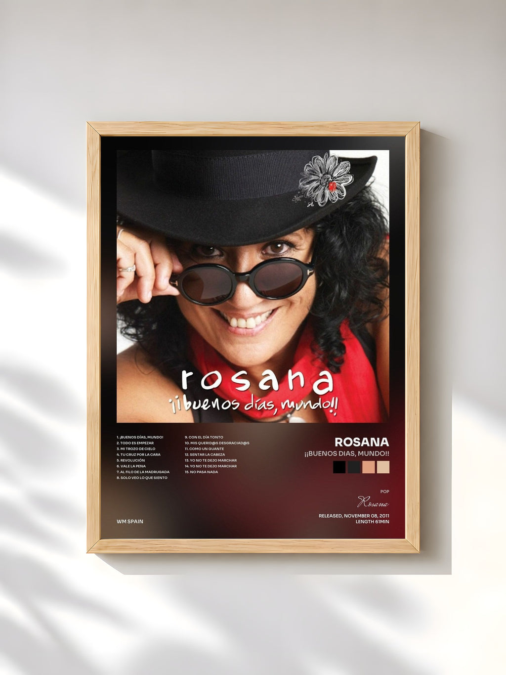 #bois Tableau de l'album ¡¡Buenos dias, mundo!! de Rosana, cadre en bois brut, imprimé et encadré en France