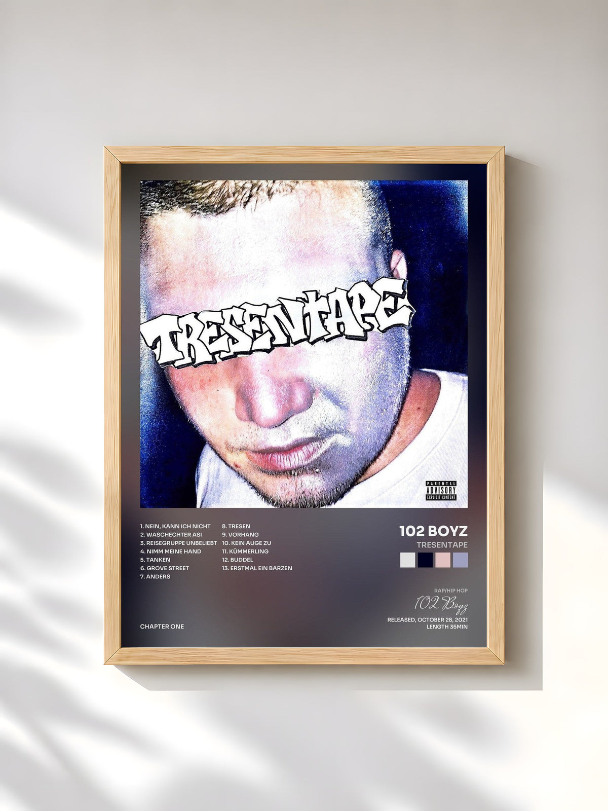#bois Tableau de l'album Tresentape de 102 Boyz, cadre en bois brut, imprimé et encadré en France