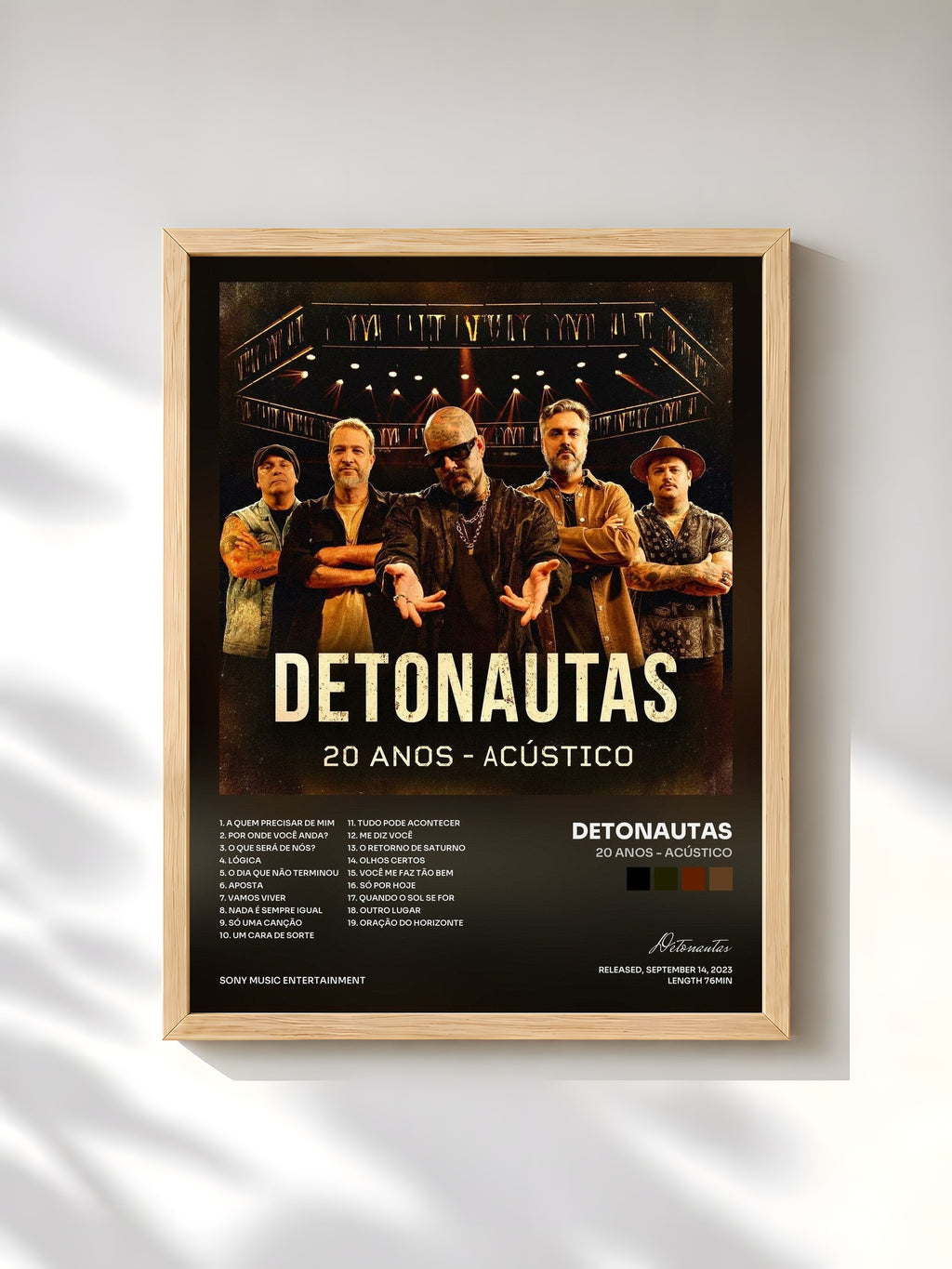 #bois Tableau de l'album 20 Anos - Acústico de Detonautas, cadre en bois brut, imprimé et encadré en France