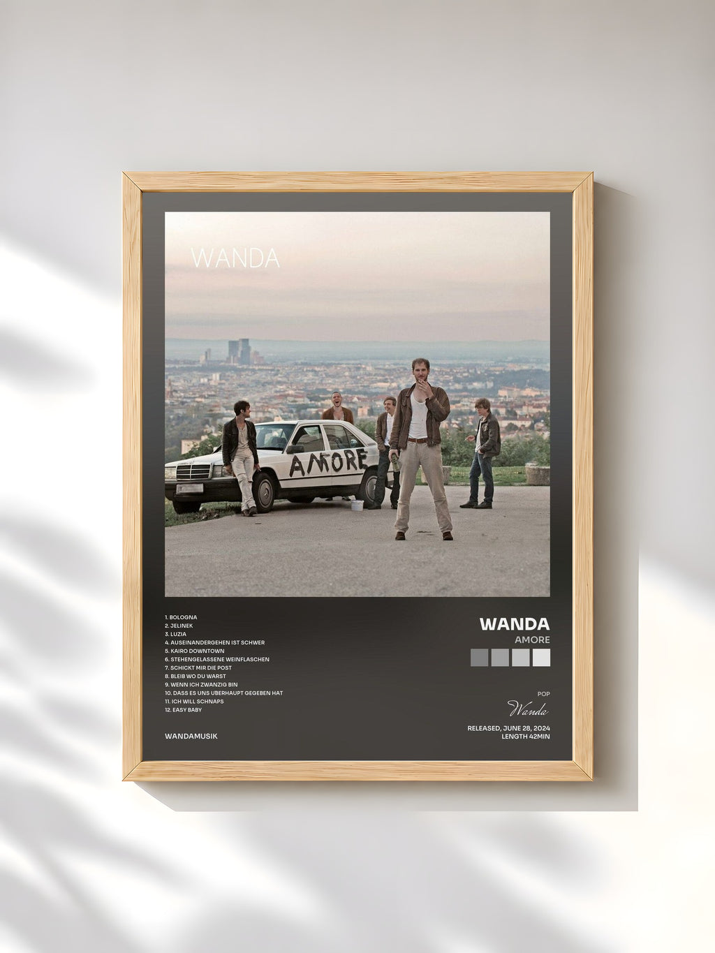 #bois Tableau de l'album Amore de Wanda, cadre en bois brut, imprimé et encadré en France