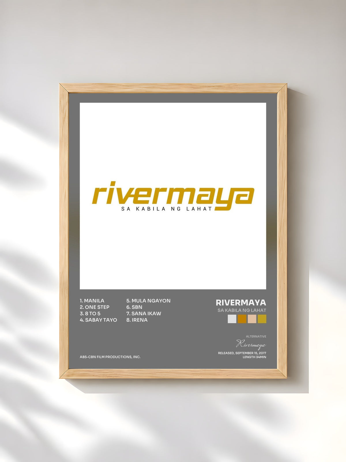 #bois Tableau de l'album Sa Kabila Ng Lahat de Rivermaya, cadre en bois brut, imprimé et encadré en France