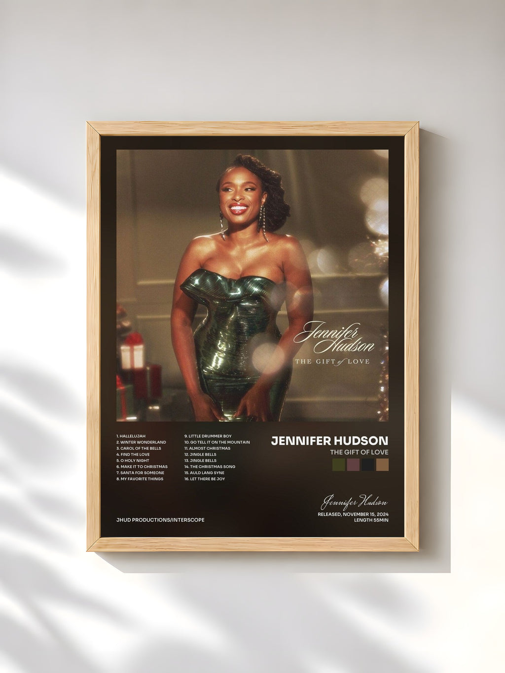 #bois Tableau de l'album The Gift Of Love de Jennifer Hudson, cadre en bois brut, imprimé et encadré en France