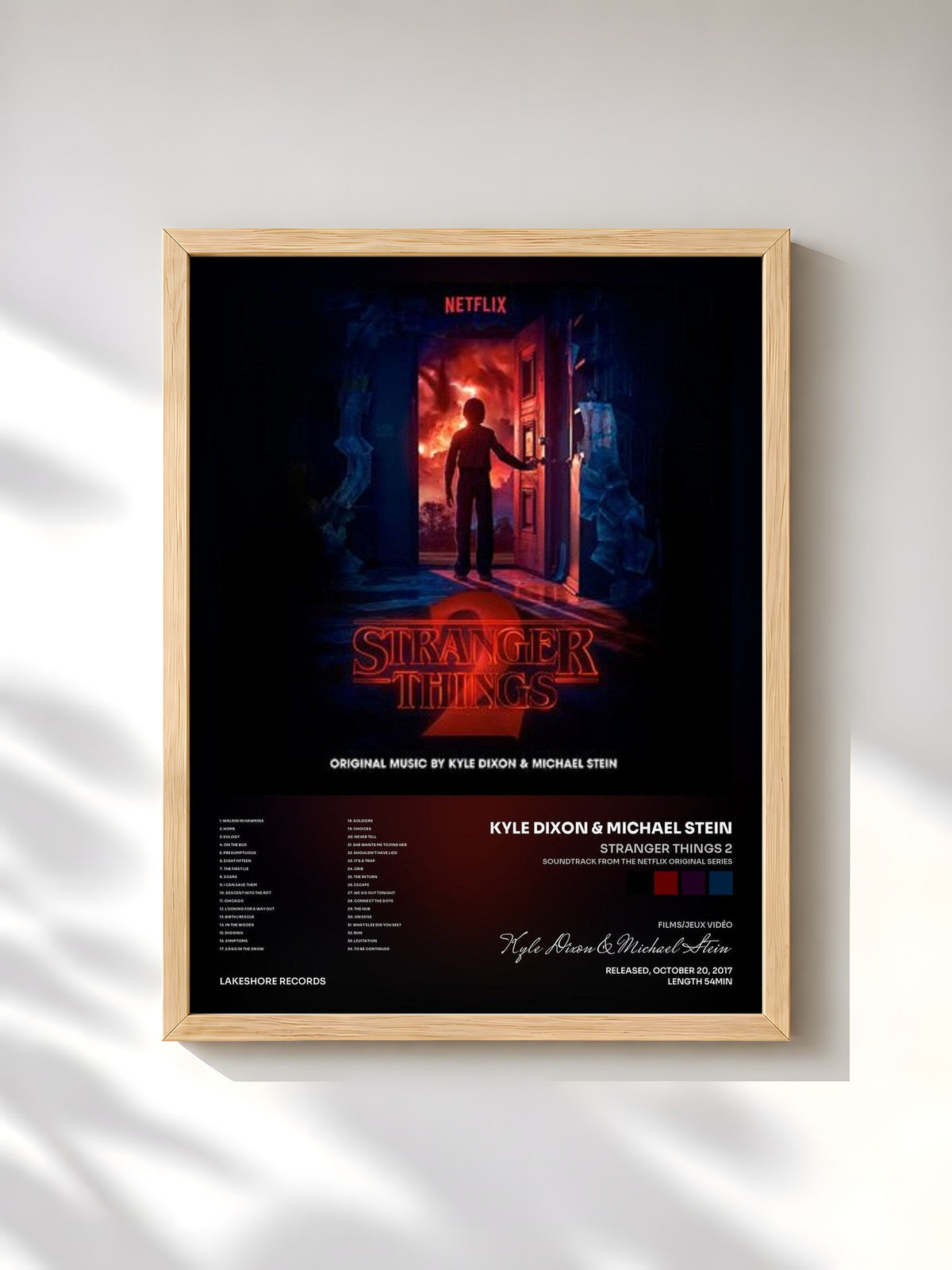 #bois Tableau de l'album Stranger Things 2 (Soundtrack from the Netflix Original Series) de Kyle Dixon & Michael Stein, cadre en bois brut, imprimé et encadré en France