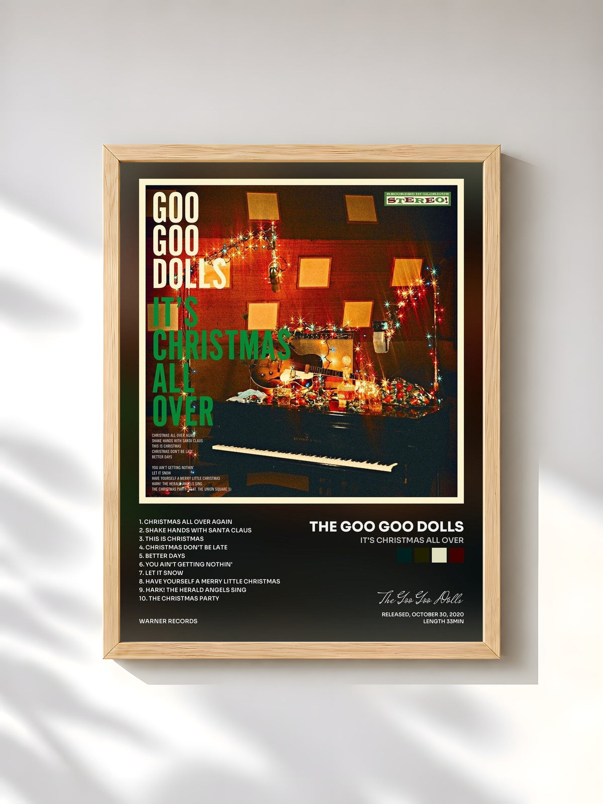 #bois Tableau de l'album It's Christmas All Over de The Goo Goo Dolls, cadre en bois brut, imprimé et encadré en France
