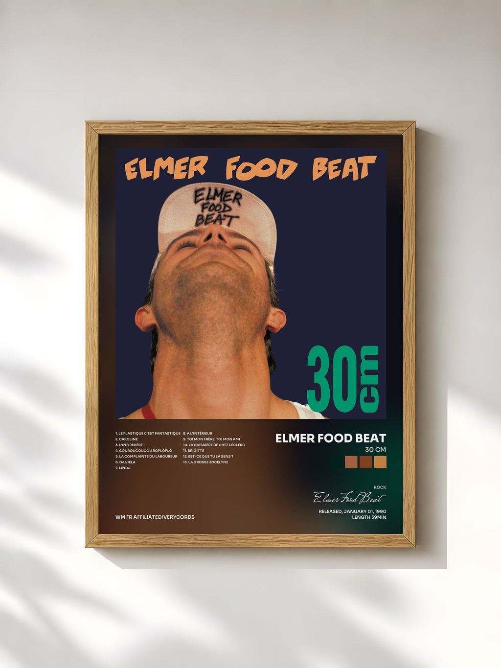 #bois Tableau de l'album 30 cm de Elmer Food Beat, cadre en bois brut, imprimé et encadré en France