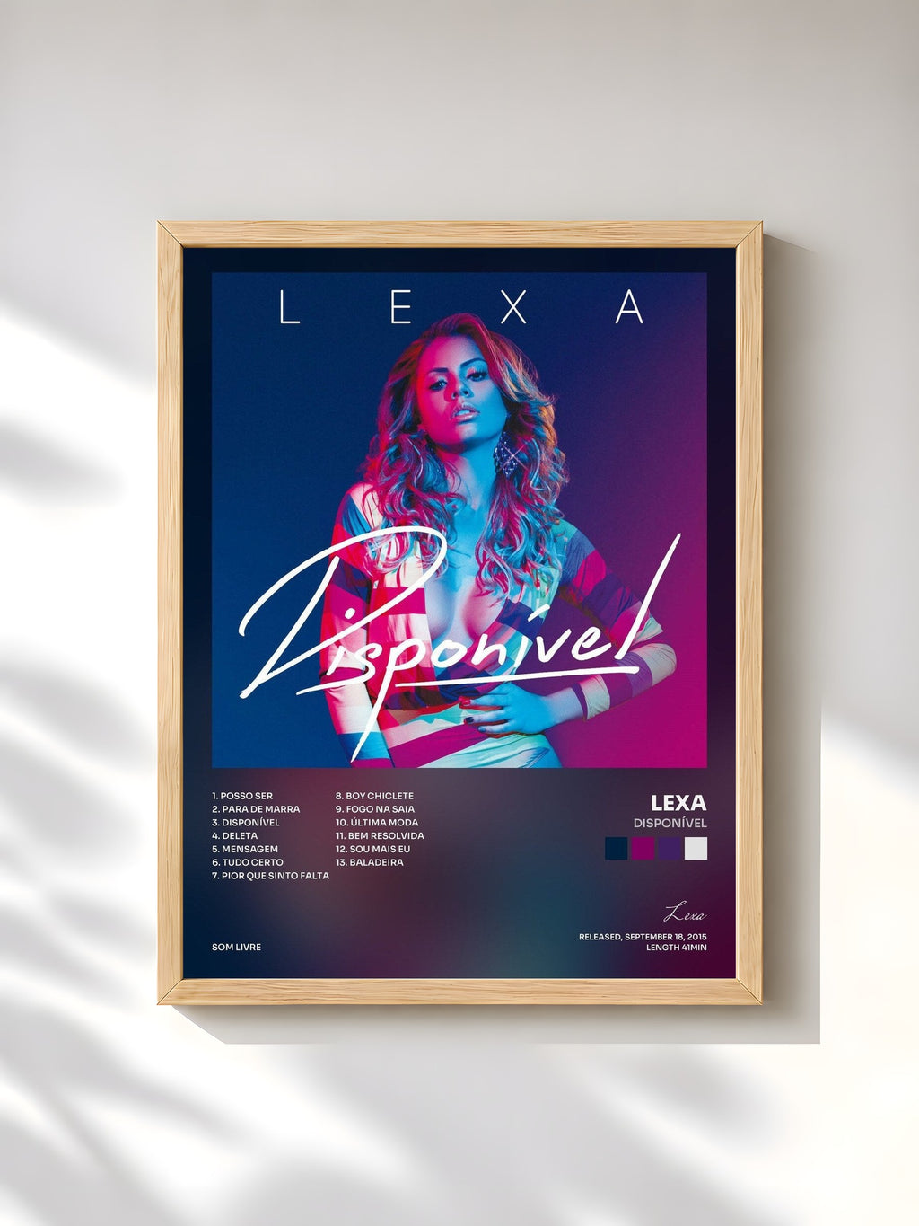 #bois Tableau de l'album Disponível de Lexa, cadre en bois brut, imprimé et encadré en France