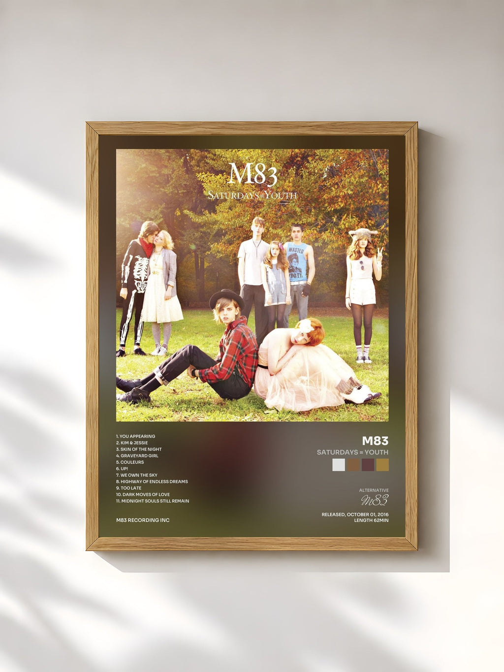 #bois Tableau de l'album Saturdays = Youth de M83, cadre en bois brut, imprimé et encadré en France