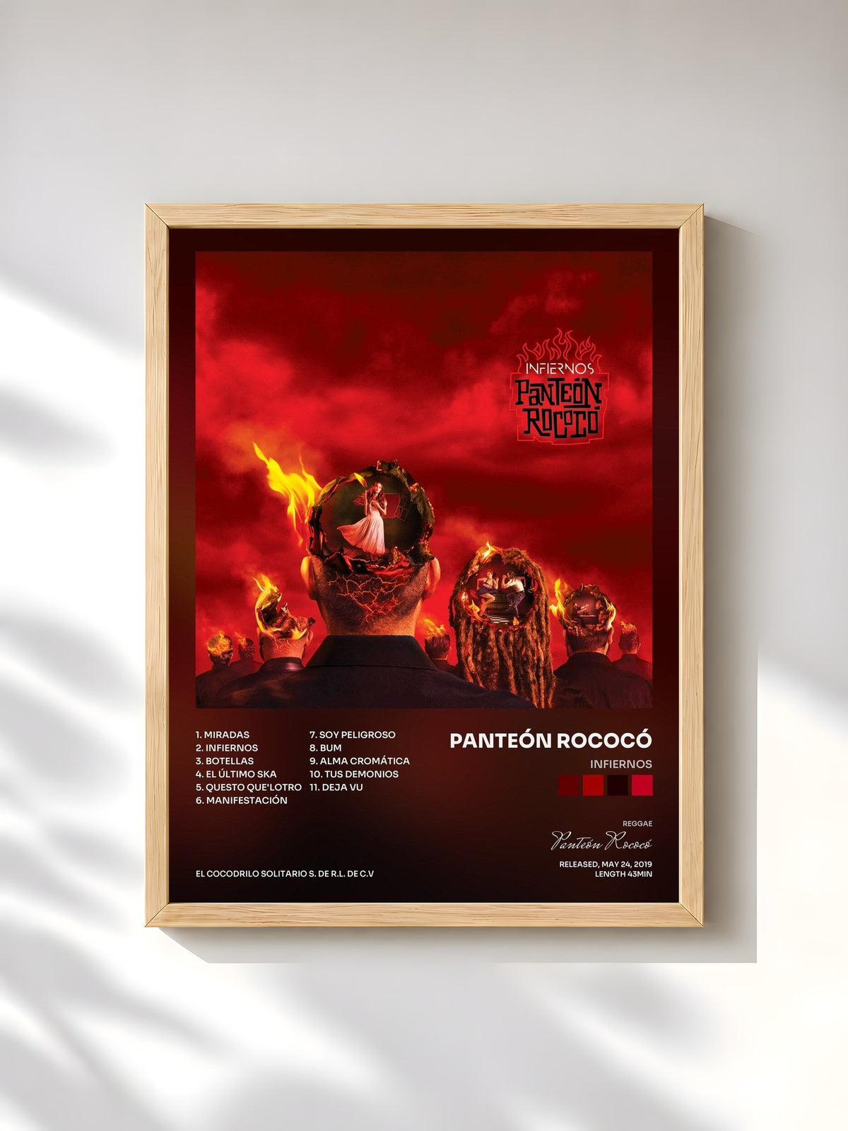 #bois Tableau de l'album Infiernos de Panteón Rococó, cadre en bois brut, imprimé et encadré en France