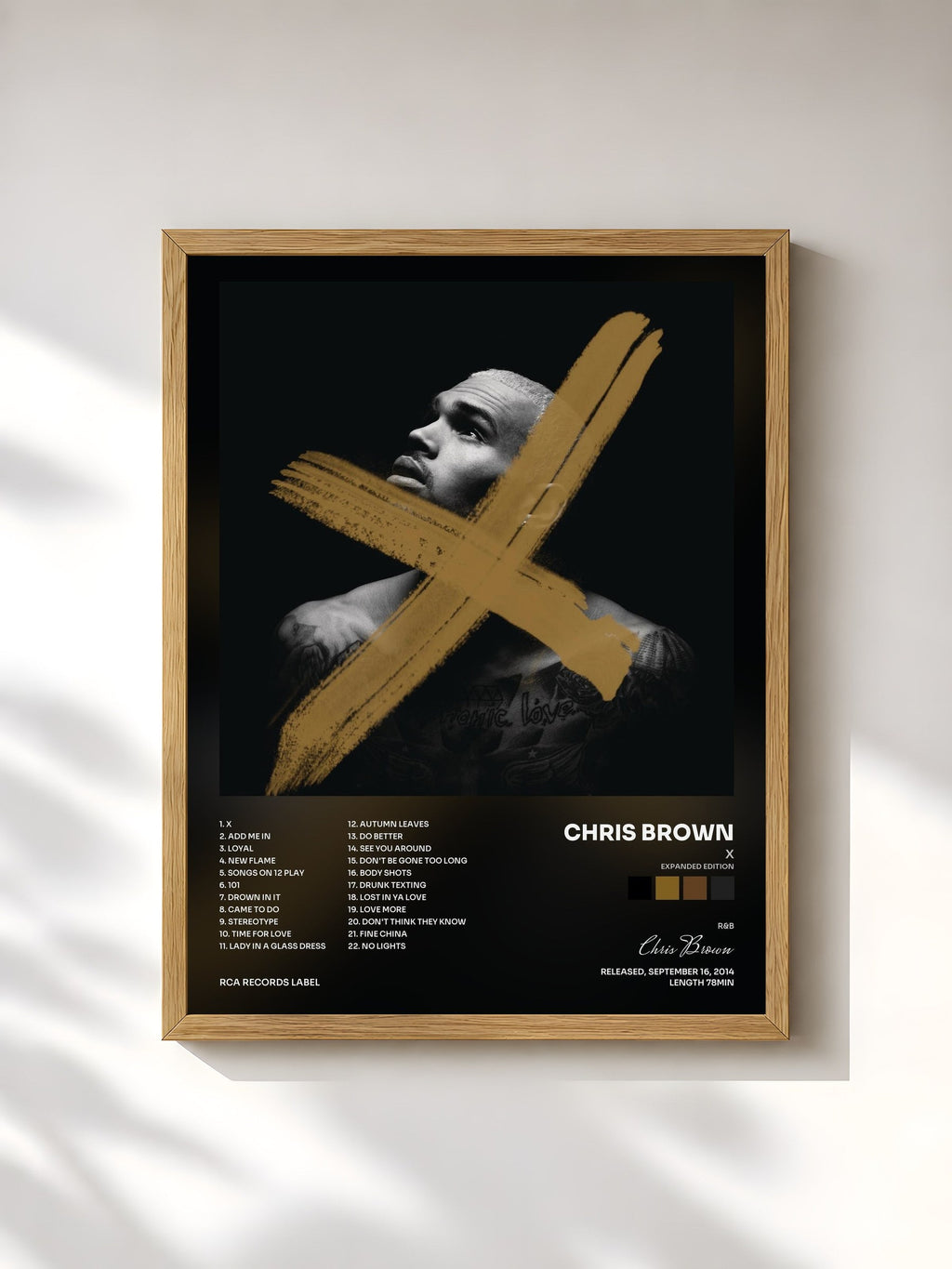 #bois Tableau de l'album X (Expanded Edition) de Chris Brown, cadre en bois brut, imprimé et encadré en France