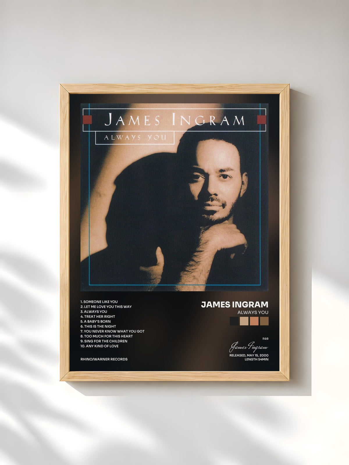 #bois Tableau de l'album Always You de James Ingram, cadre en bois brut, imprimé et encadré en France