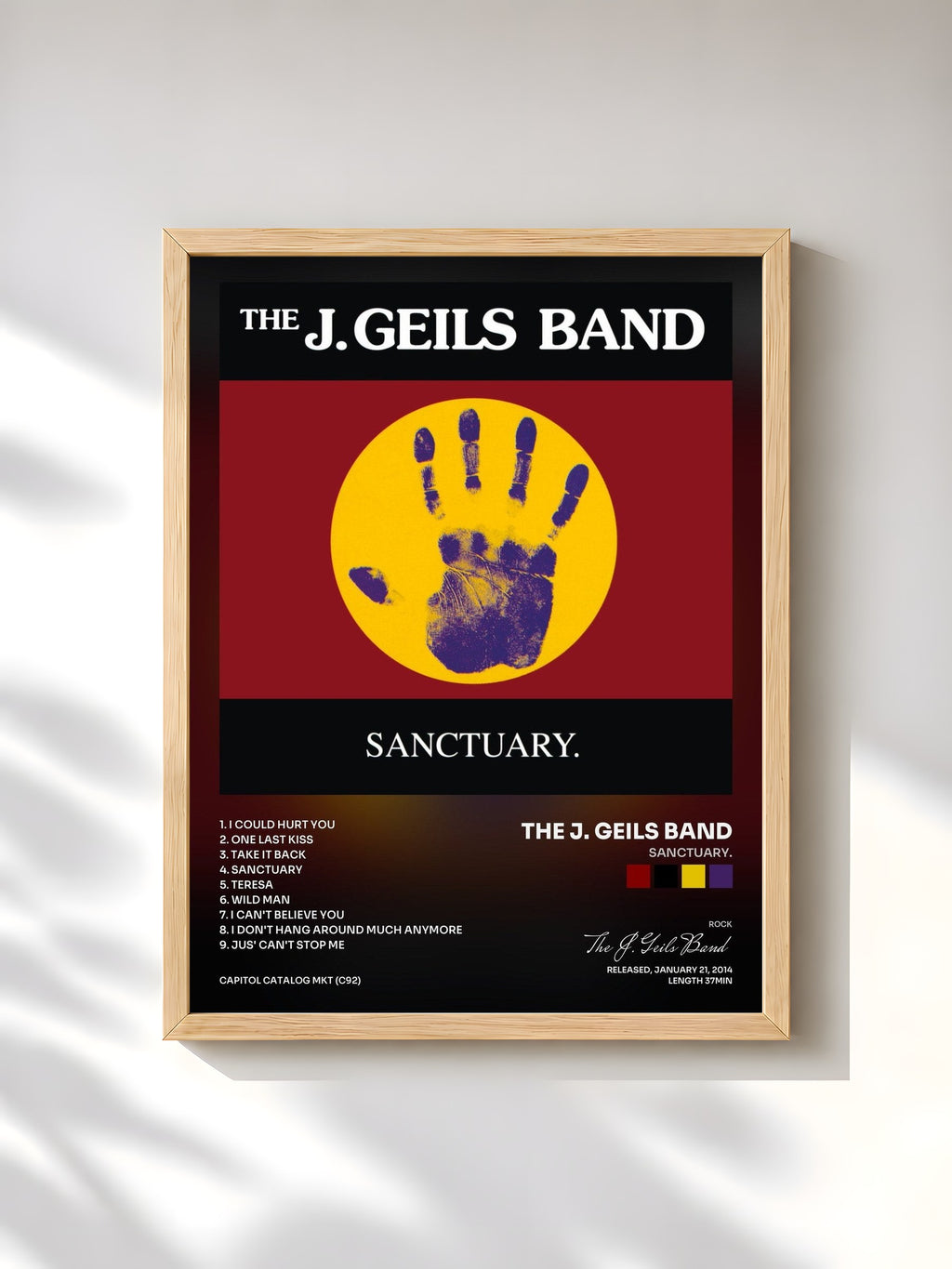 #bois Tableau de l'album Sanctuary. de The J. Geils Band, cadre en bois brut, imprimé et encadré en France
