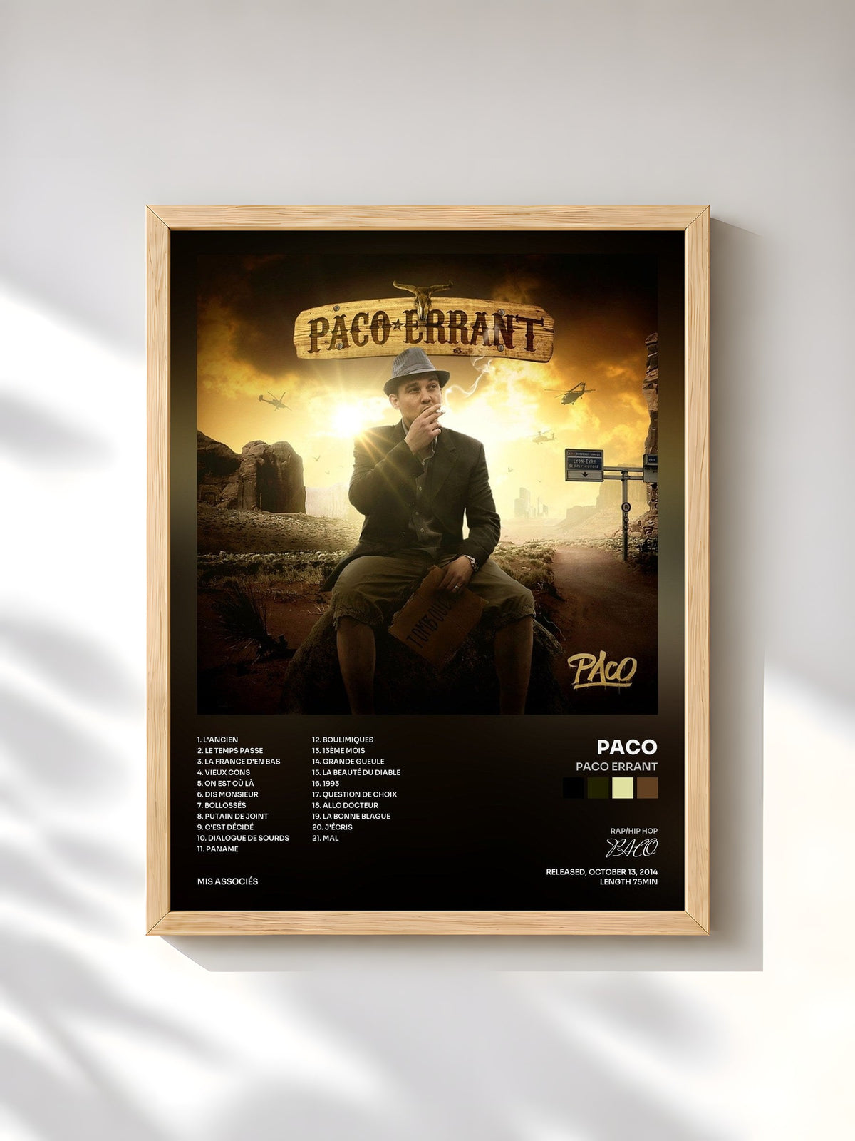 #bois Tableau de l'album Paco errant de PACO, cadre en bois brut, imprimé et encadré en France