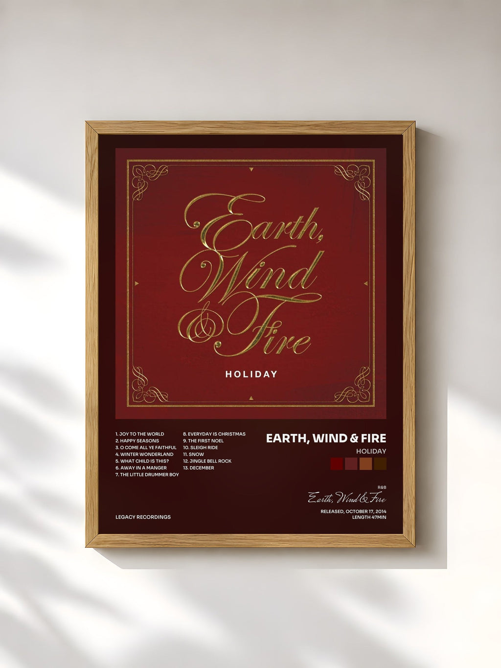 #bois Tableau de l'album Holiday de Earth, Wind & Fire, cadre en bois brut, imprimé et encadré en France