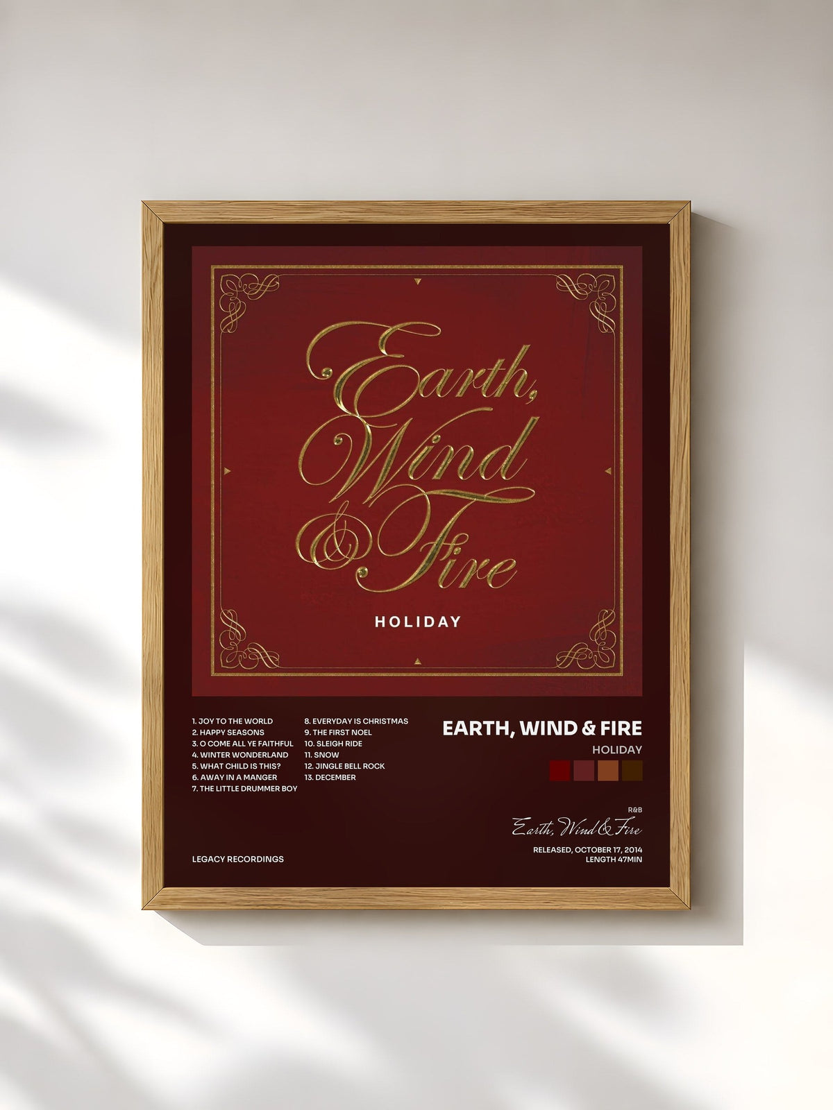 #bois Tableau de l'album Holiday de Earth, Wind & Fire, cadre en bois brut, imprimé et encadré en France
