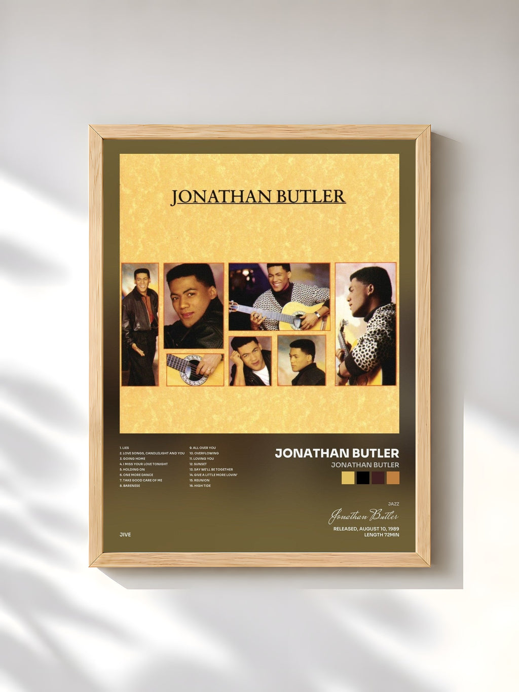 #bois Tableau de l'album Jonathan Butler de Jonathan Butler, cadre en bois brut, imprimé et encadré en France