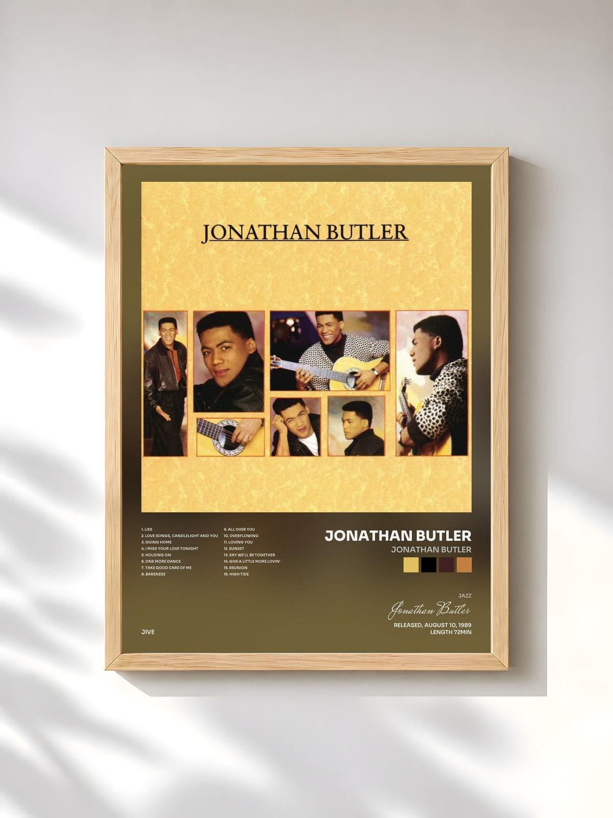 #bois Tableau de l'album Jonathan Butler de Jonathan Butler, cadre en bois brut, imprimé et encadré en France