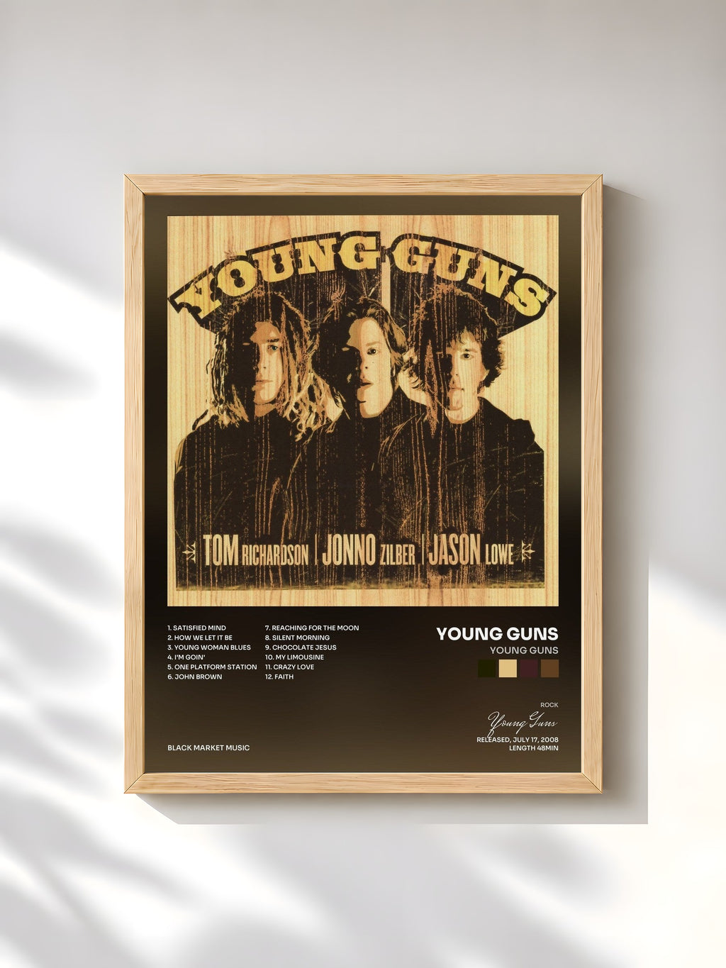 #bois Tableau de l'album Young Guns de Young Guns, cadre en bois brut, imprimé et encadré en France