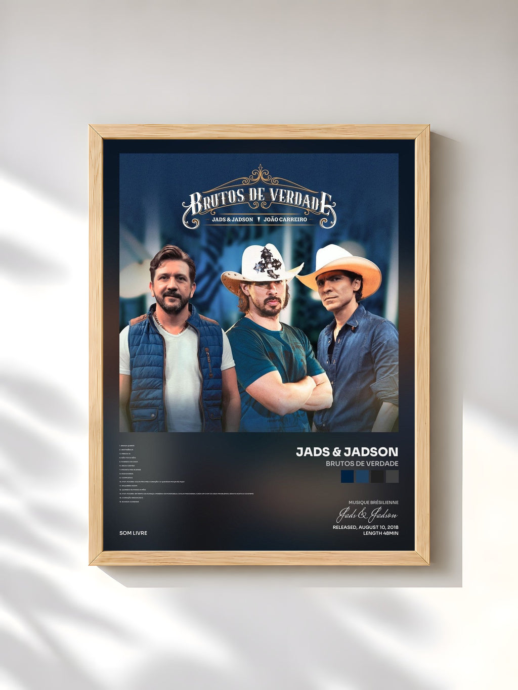 #bois Tableau de l'album Brutos de Verdade de Jads & Jadson, cadre en bois brut, imprimé et encadré en France