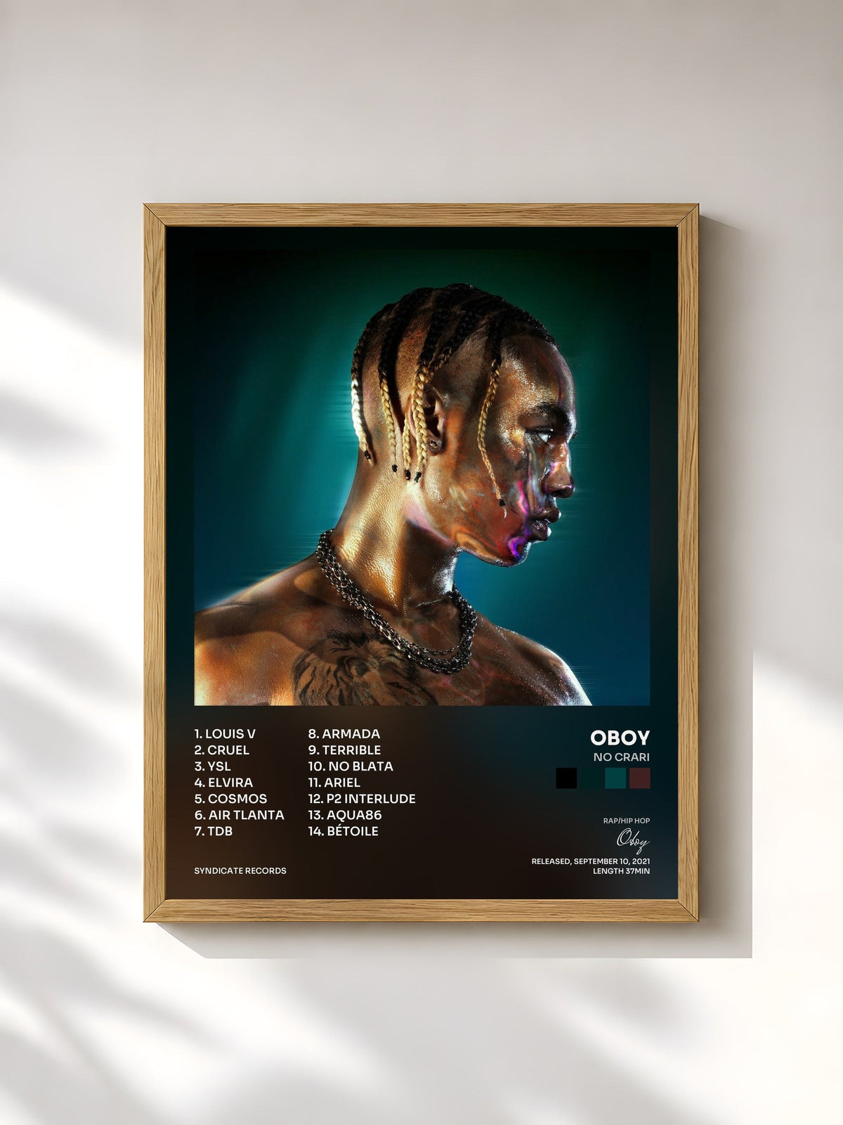 #bois Tableau de l'album No crari de Oboy, cadre en bois brut, imprimé et encadré en France