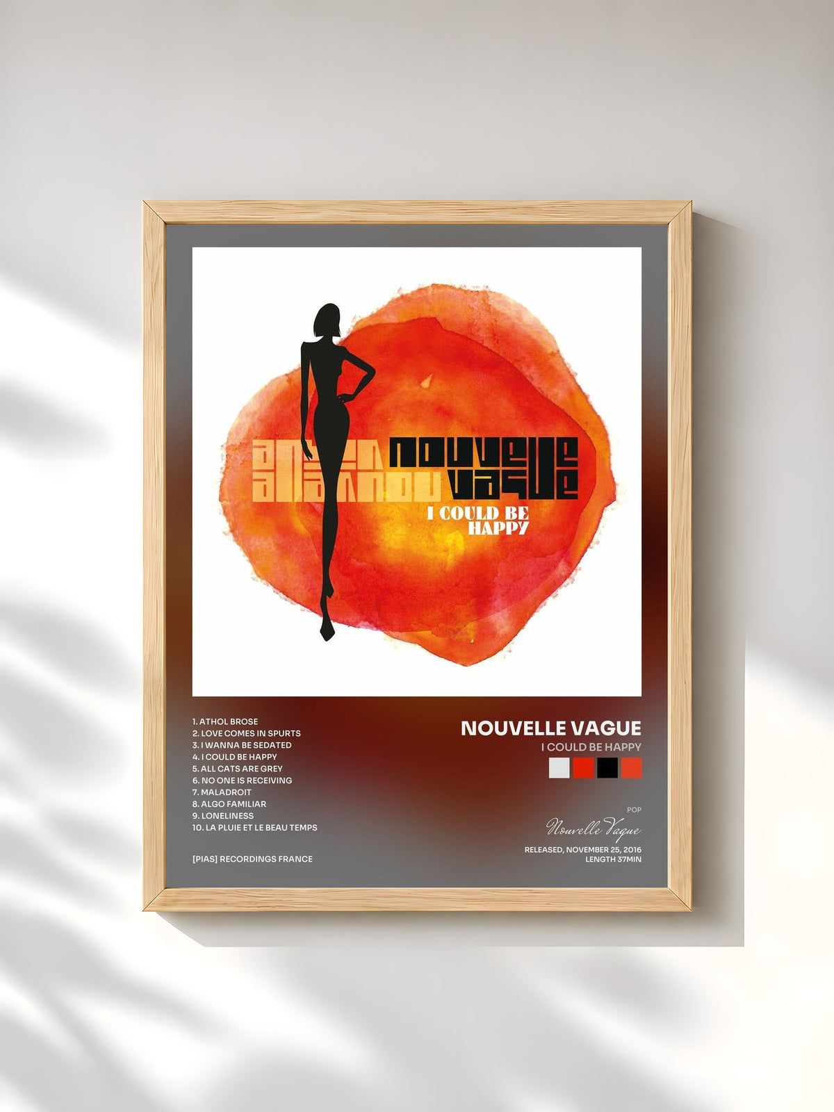 #bois Tableau de l'album I Could Be Happy de Nouvelle Vague, cadre en bois brut, imprimé et encadré en France