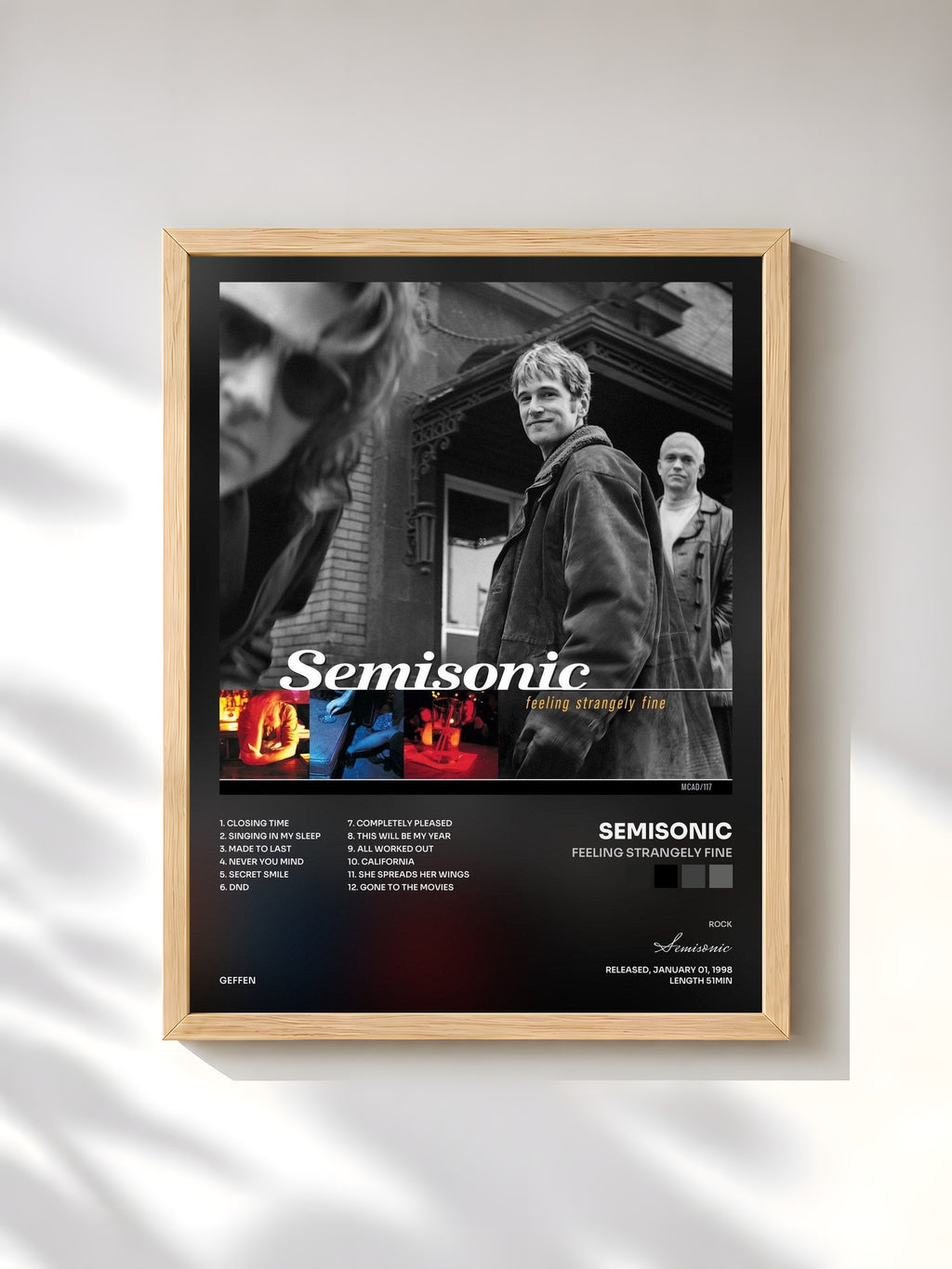 #bois Tableau de l'album Feeling Strangely Fine de Semisonic, cadre en bois brut, imprimé et encadré en France
