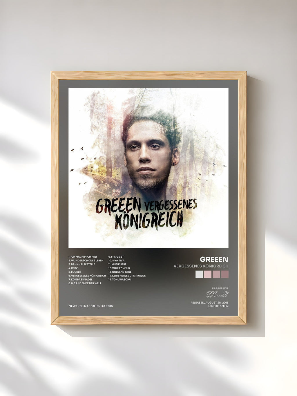 #bois Tableau de l'album Vergessenes Königreich de GReeeN, cadre en bois brut, imprimé et encadré en France