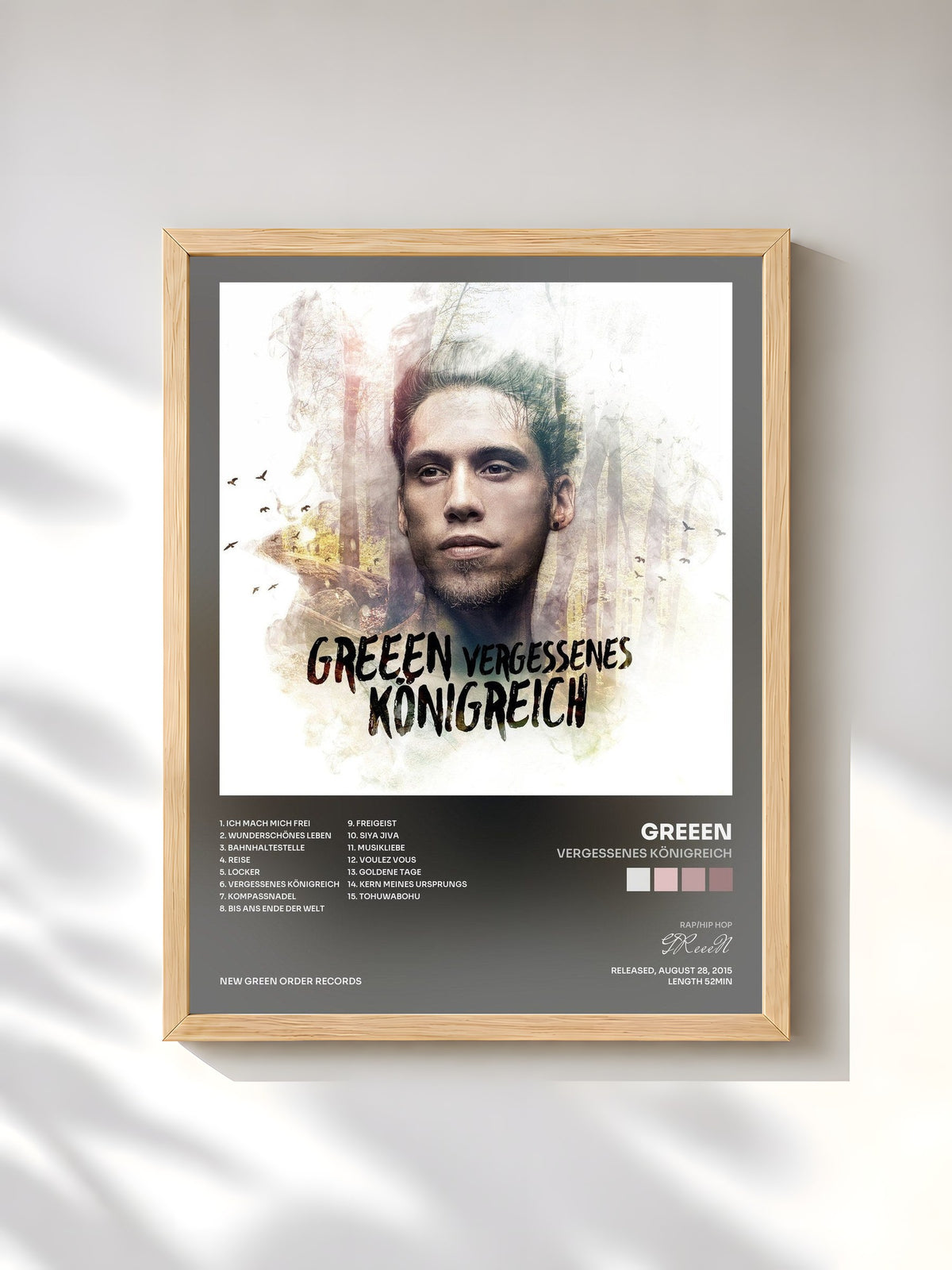 #bois Tableau de l'album Vergessenes Königreich de GReeeN, cadre en bois brut, imprimé et encadré en France