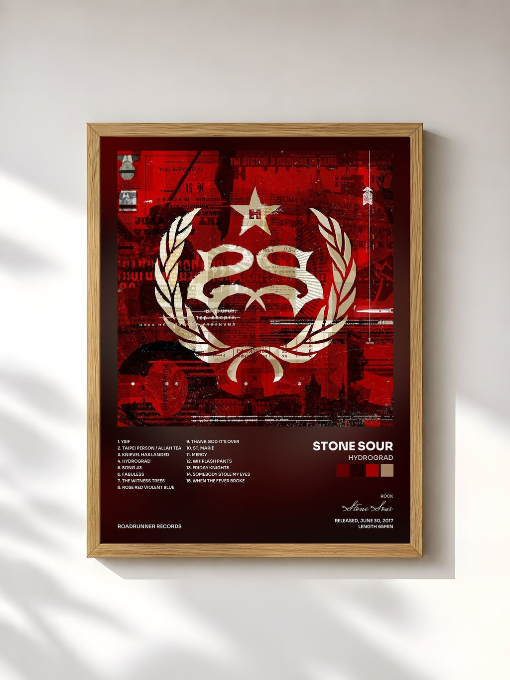 #bois Tableau de l'album Hydrograd de Stone Sour, cadre en bois brut, imprimé et encadré en France