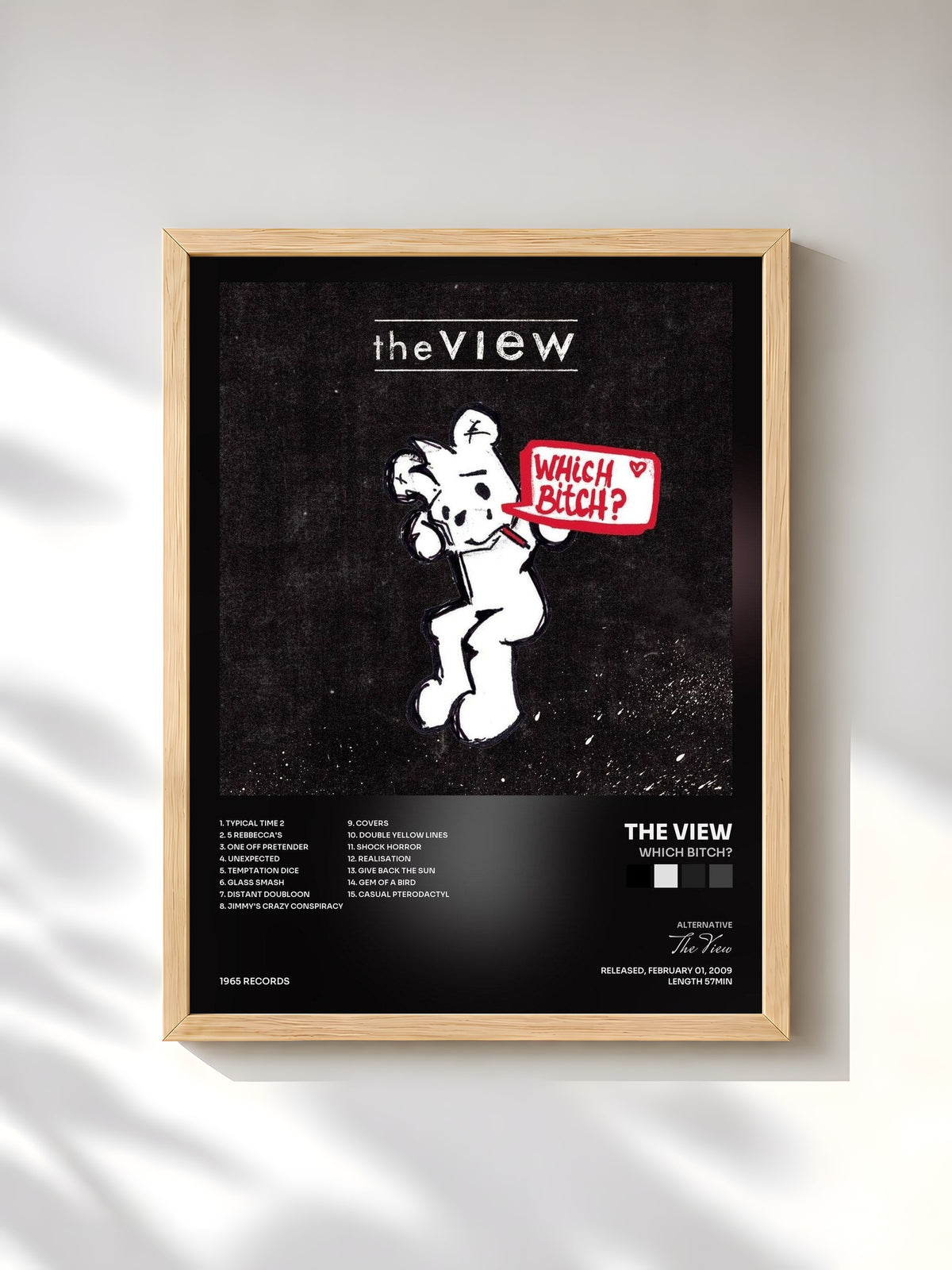 #bois Tableau de l'album Which Bitch? de The View, cadre en bois brut, imprimé et encadré en France