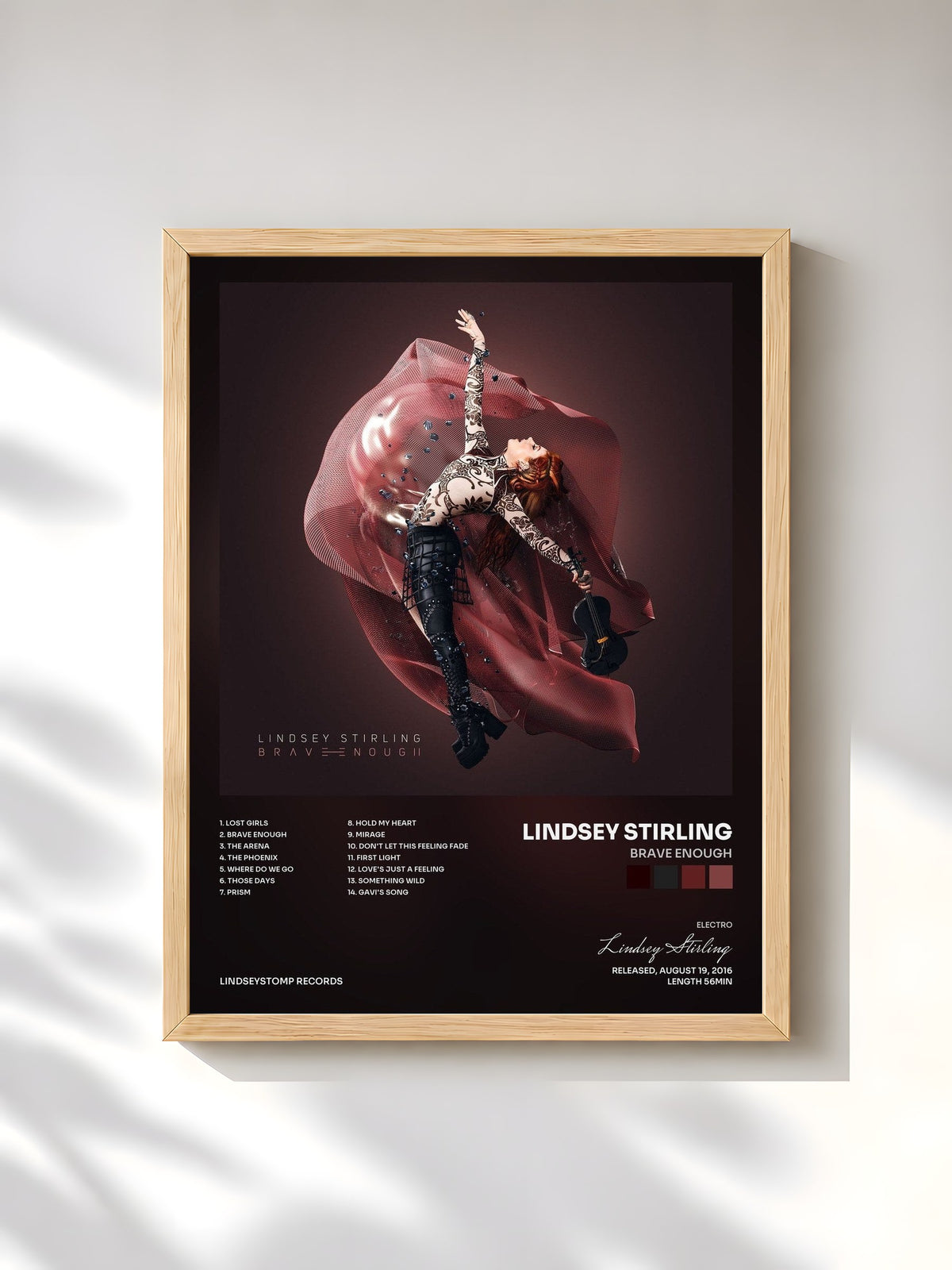 #bois Tableau de l'album Brave Enough de Lindsey Stirling, cadre en bois brut, imprimé et encadré en France