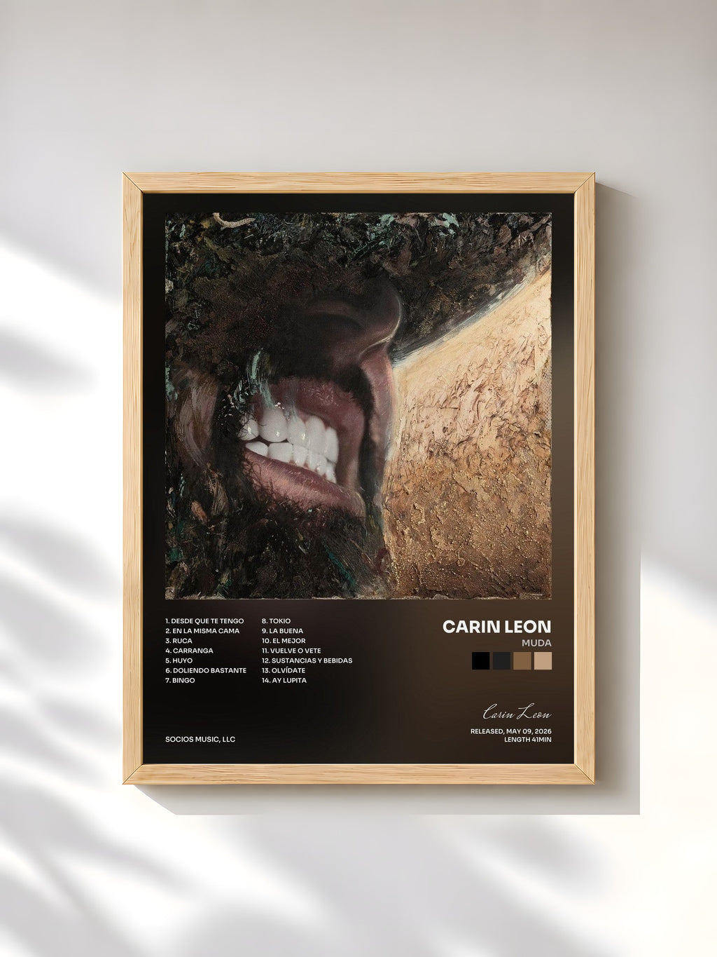 #bois Tableau de l'album MUDA de Carin Leon, cadre en bois brut, imprimé et encadré en France