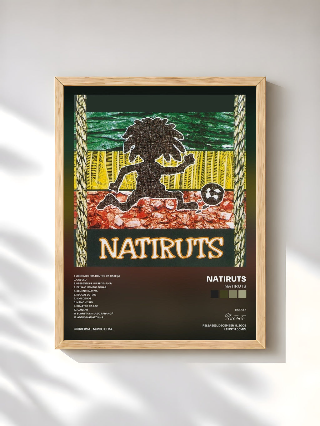 #bois Tableau de l'album Natiruts de Natiruts, cadre en bois brut, imprimé et encadré en France