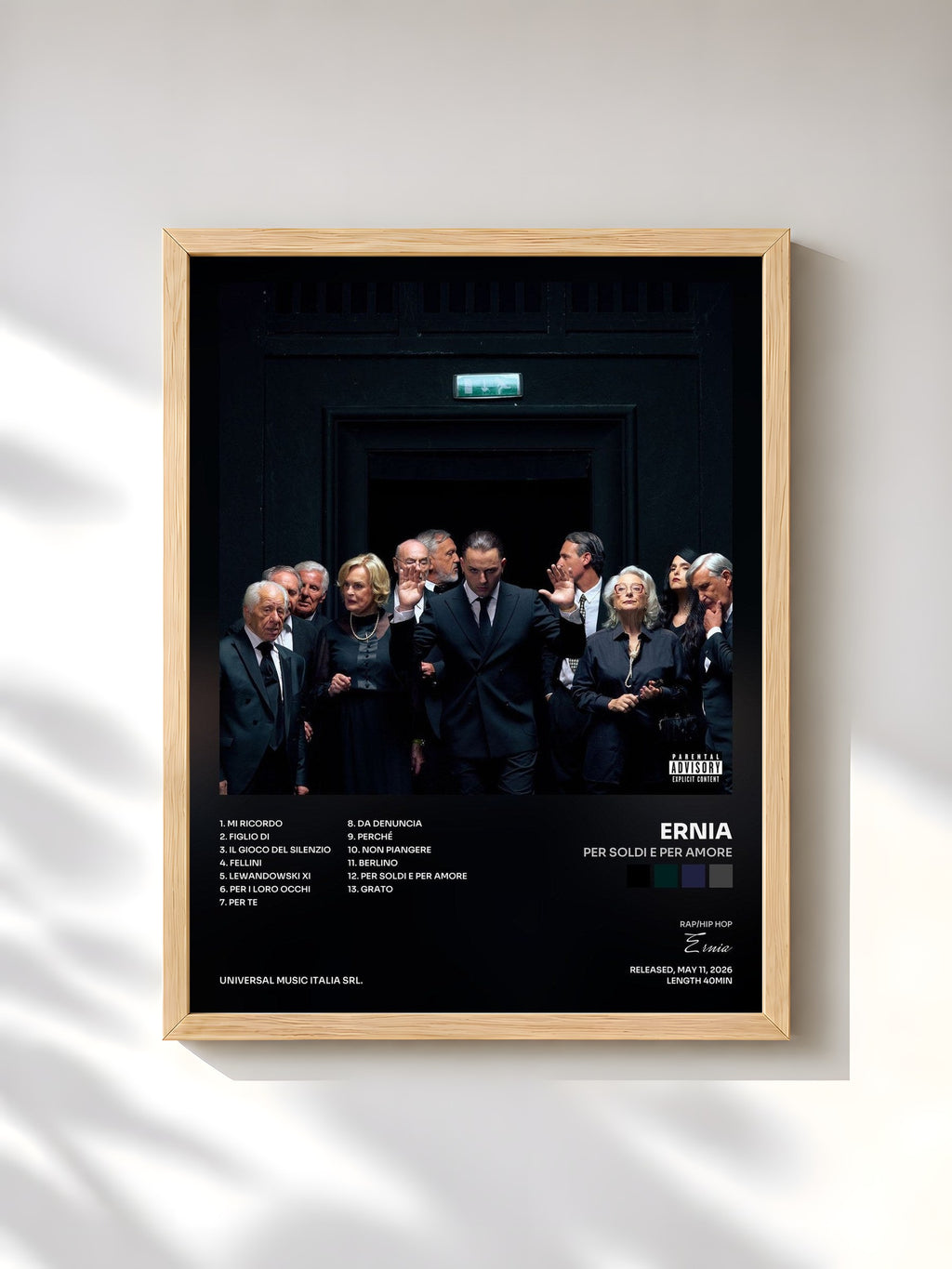 #bois Tableau de l'album PER SOLDI E PER AMORE de Ernia, cadre en bois brut, imprimé et encadré en France