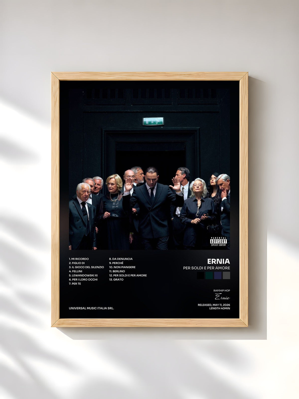 #bois Tableau de l'album PER SOLDI E PER AMORE de Ernia, cadre en bois brut, imprimé et encadré en France