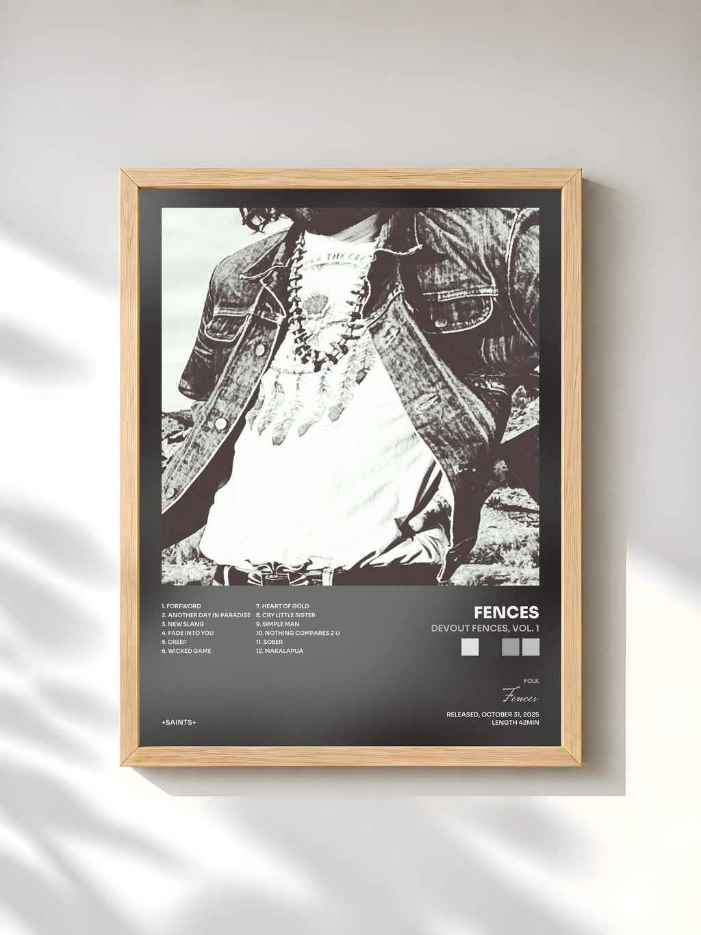 #bois Tableau de l'album Devout Fences, Vol. 1 de Fences, cadre en bois brut, imprimé et encadré en France