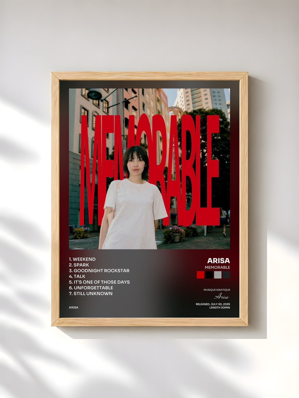 #bois Tableau de l'album MEMORABLE de Arisa, cadre en bois brut, imprimé et encadré en France