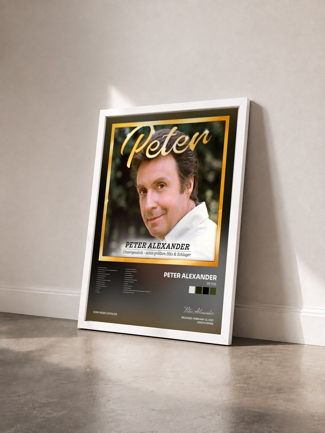 #blanc Tableau de l'album Peter de Peter Alexander vu de trois quarts, cadre blanc