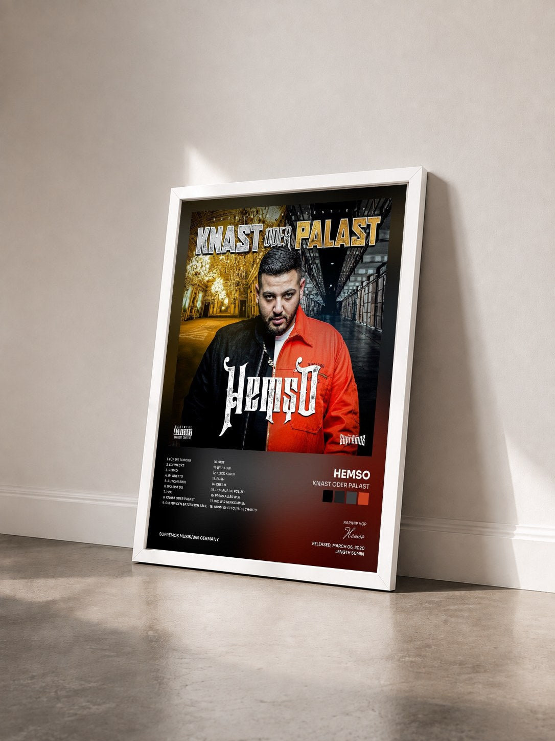 #blanc Tableau de l'album Knast oder Palast de Hemso vu de trois quarts, cadre blanc