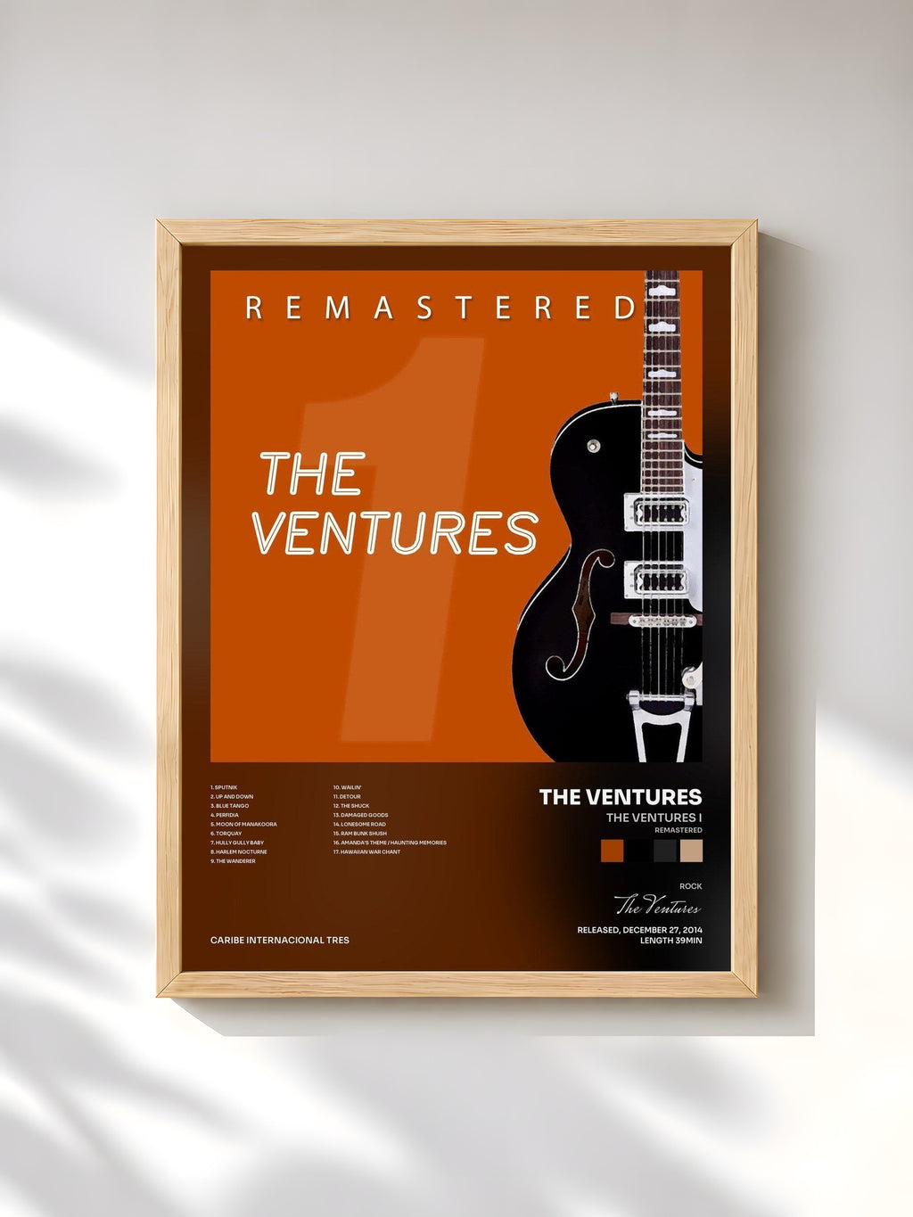 #bois Tableau de l'album The Ventures I (Remastered) de The Ventures, cadre en bois brut, imprimé et encadré en France