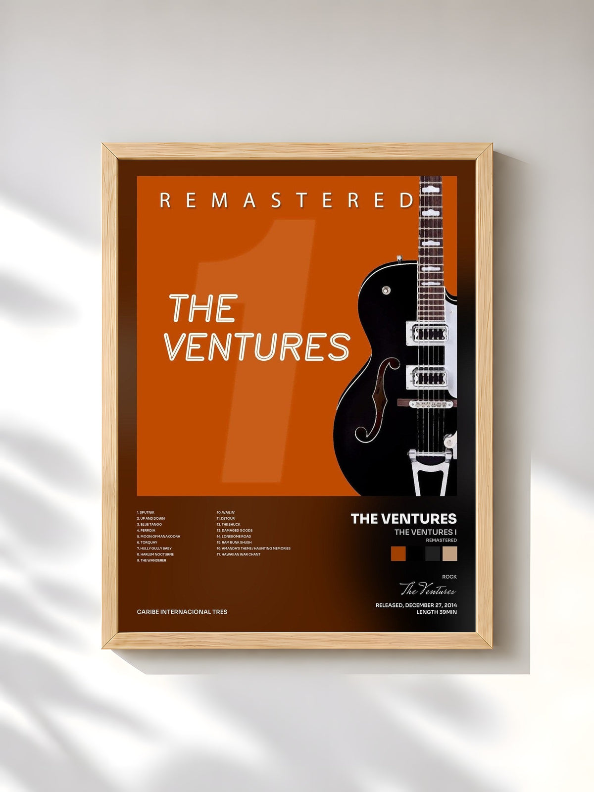 #bois Tableau de l'album The Ventures I (Remastered) de The Ventures, cadre en bois brut, imprimé et encadré en France