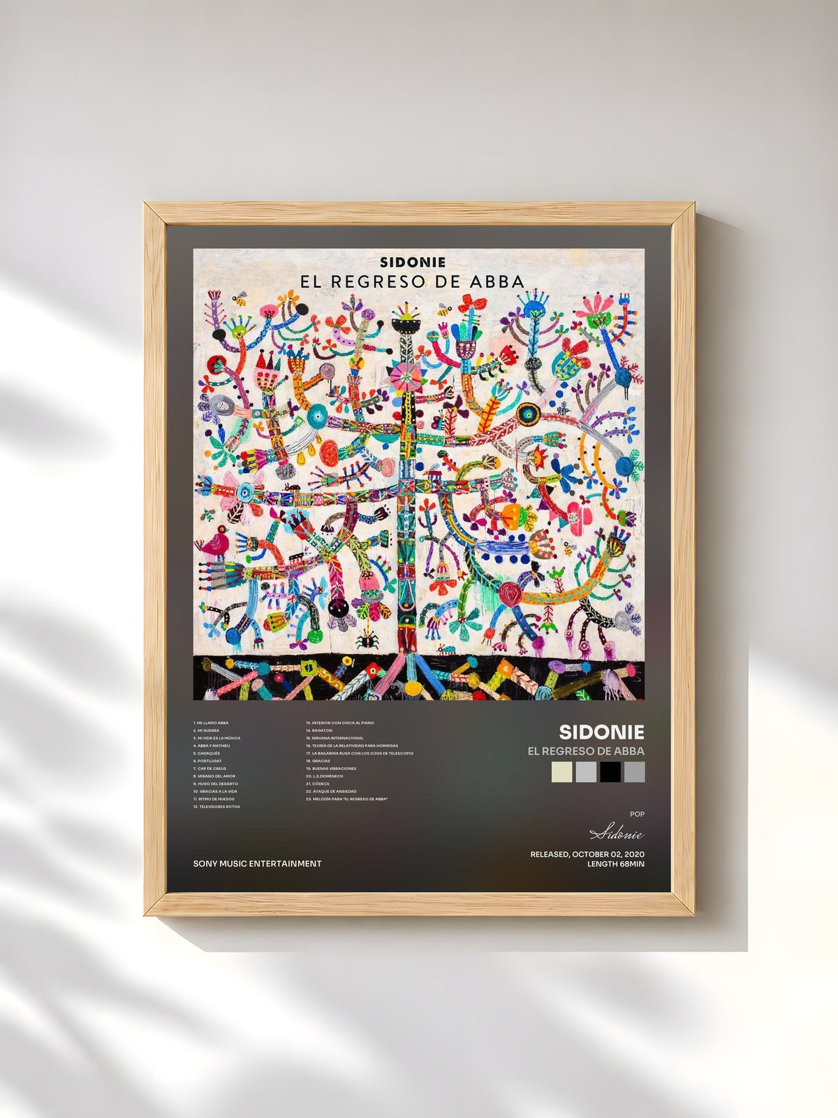 #bois Tableau de l'album El Regreso de Abba de Sidonie, cadre en bois brut, imprimé et encadré en France