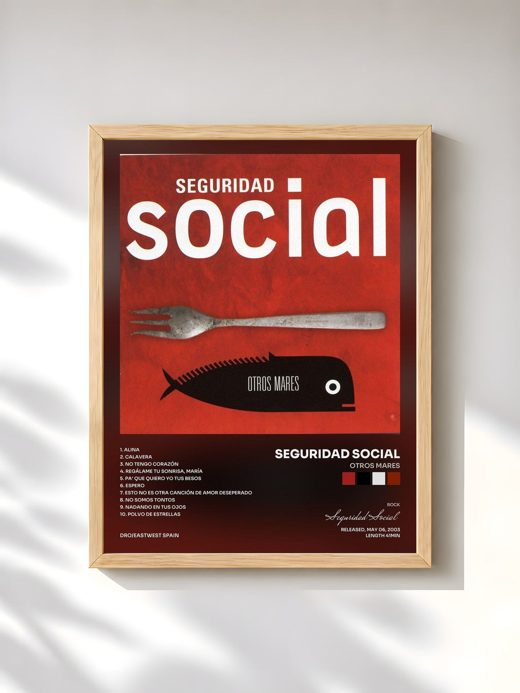 #bois Tableau de l'album Otros Mares de Seguridad Social, cadre en bois brut, imprimé et encadré en France