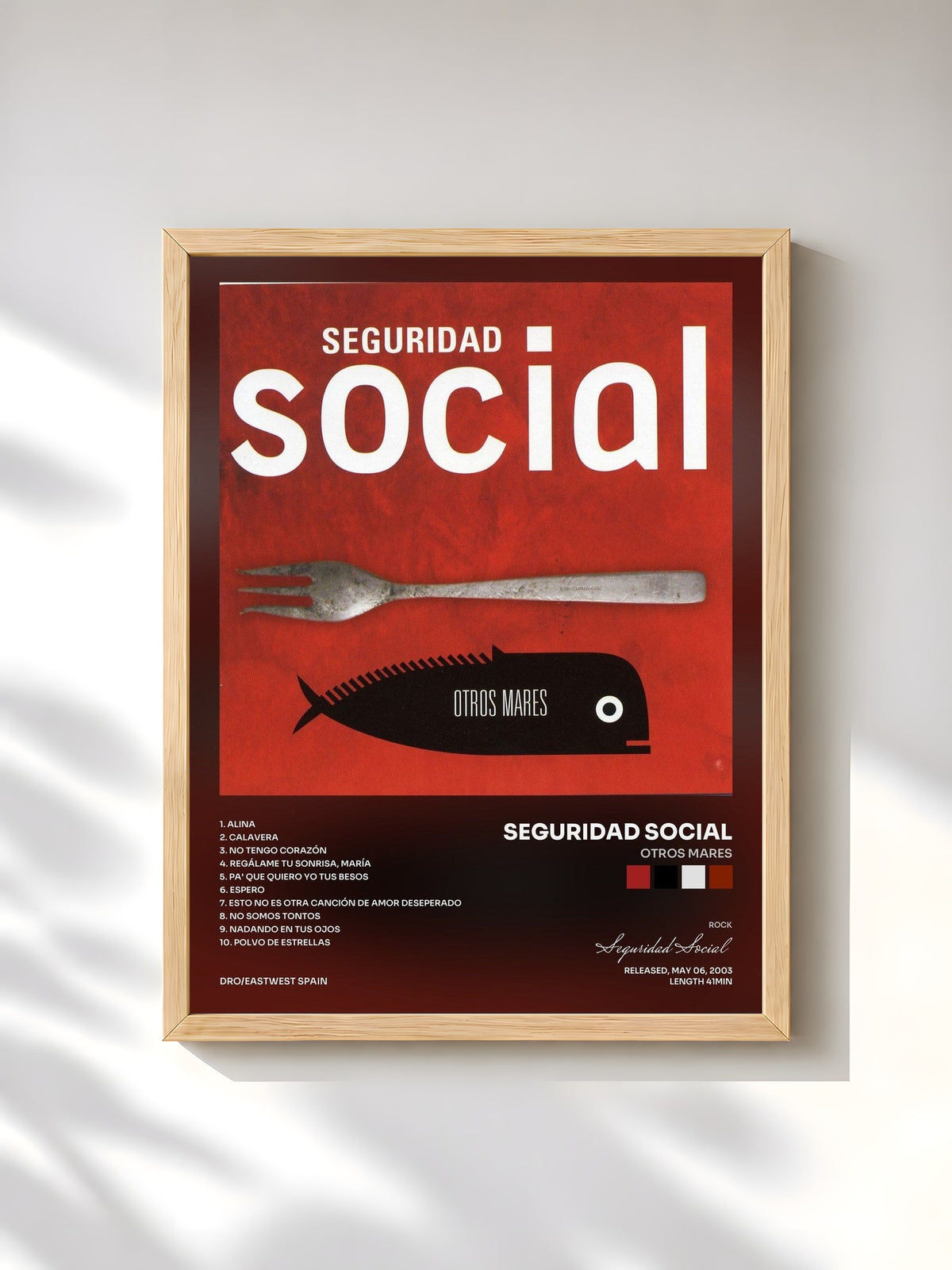 #bois Tableau de l'album Otros Mares de Seguridad Social, cadre en bois brut, imprimé et encadré en France